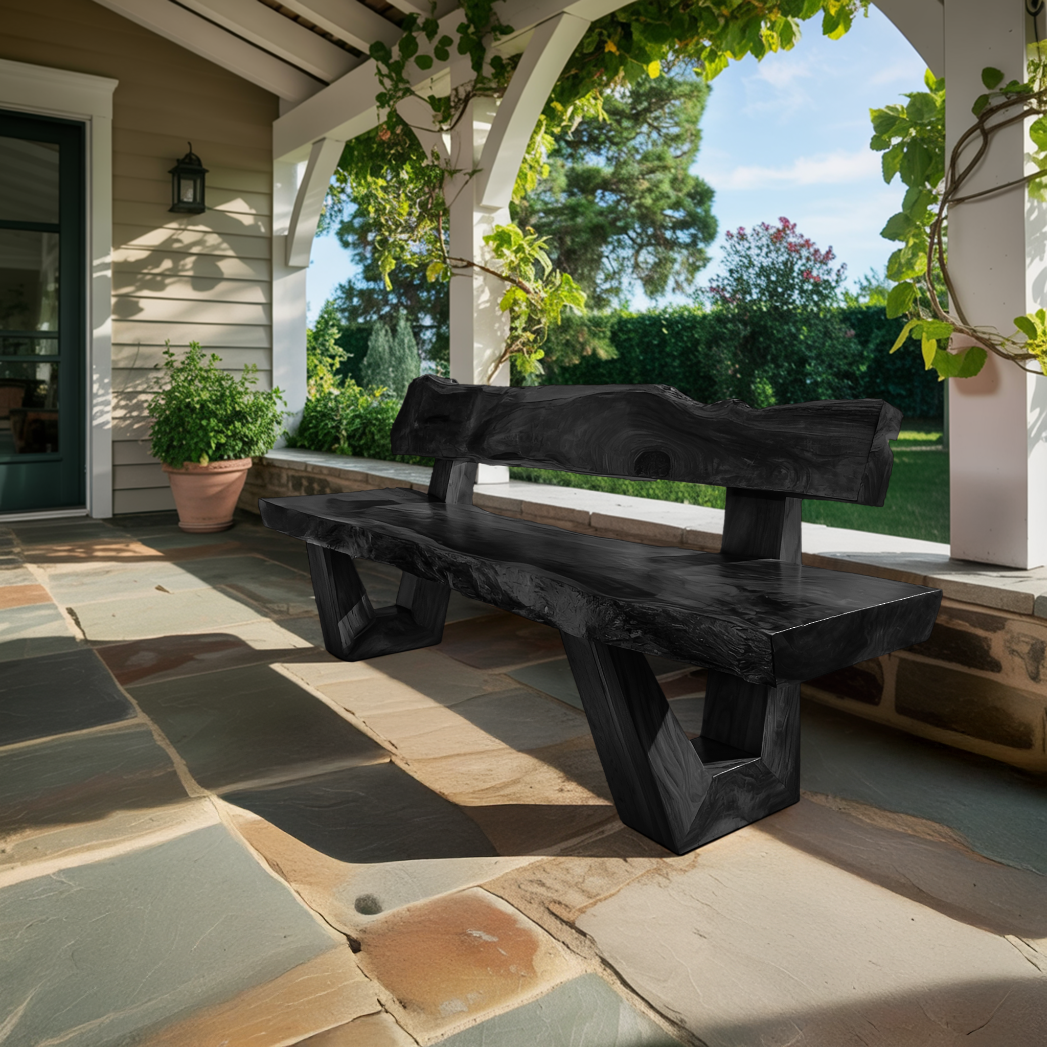 Modern Outdoor Wood Bench For Exterior Seating RTTHTTGDB029