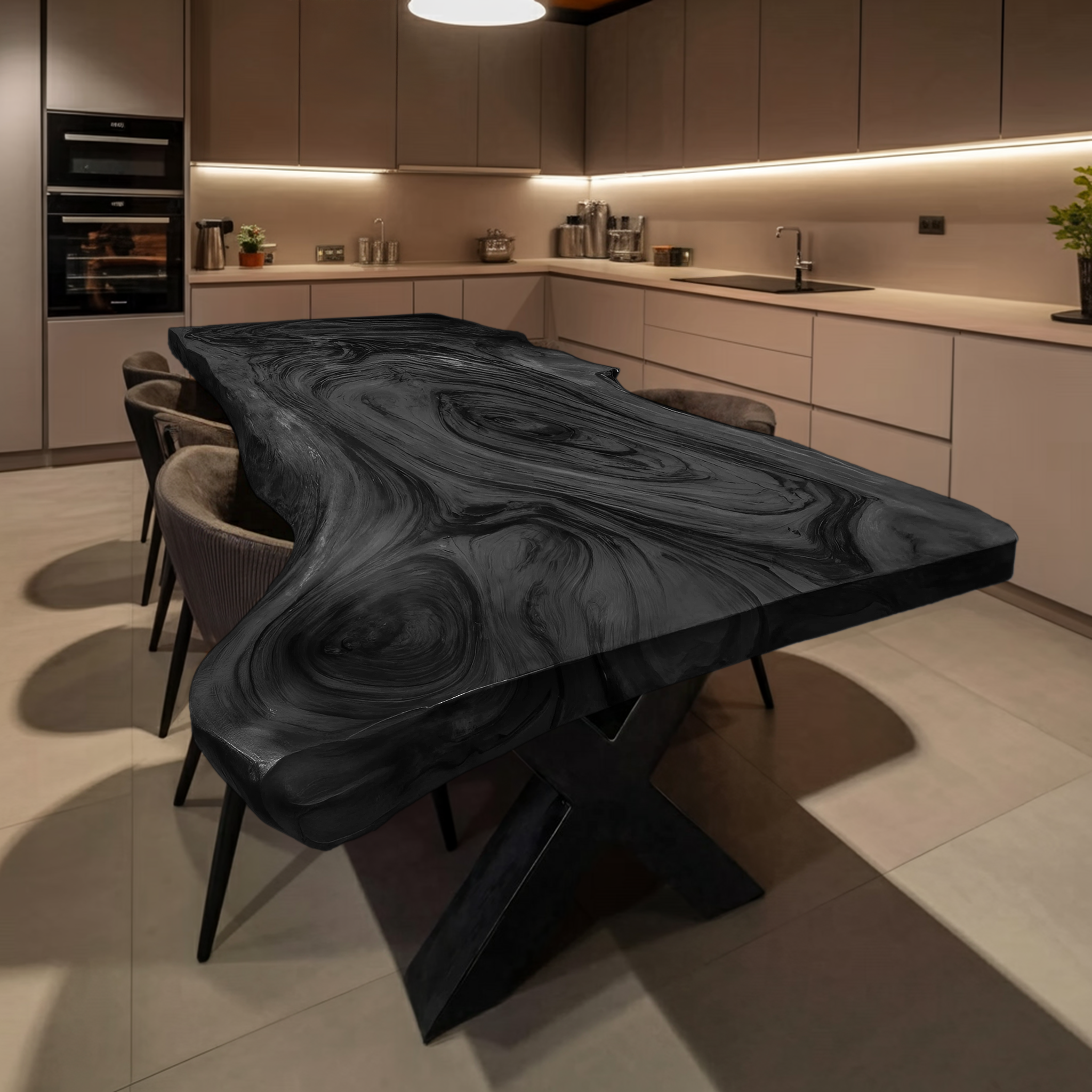 Dining Room Farmhouse Live Edge Dining Table Rustic Wood SILDTTRDN022