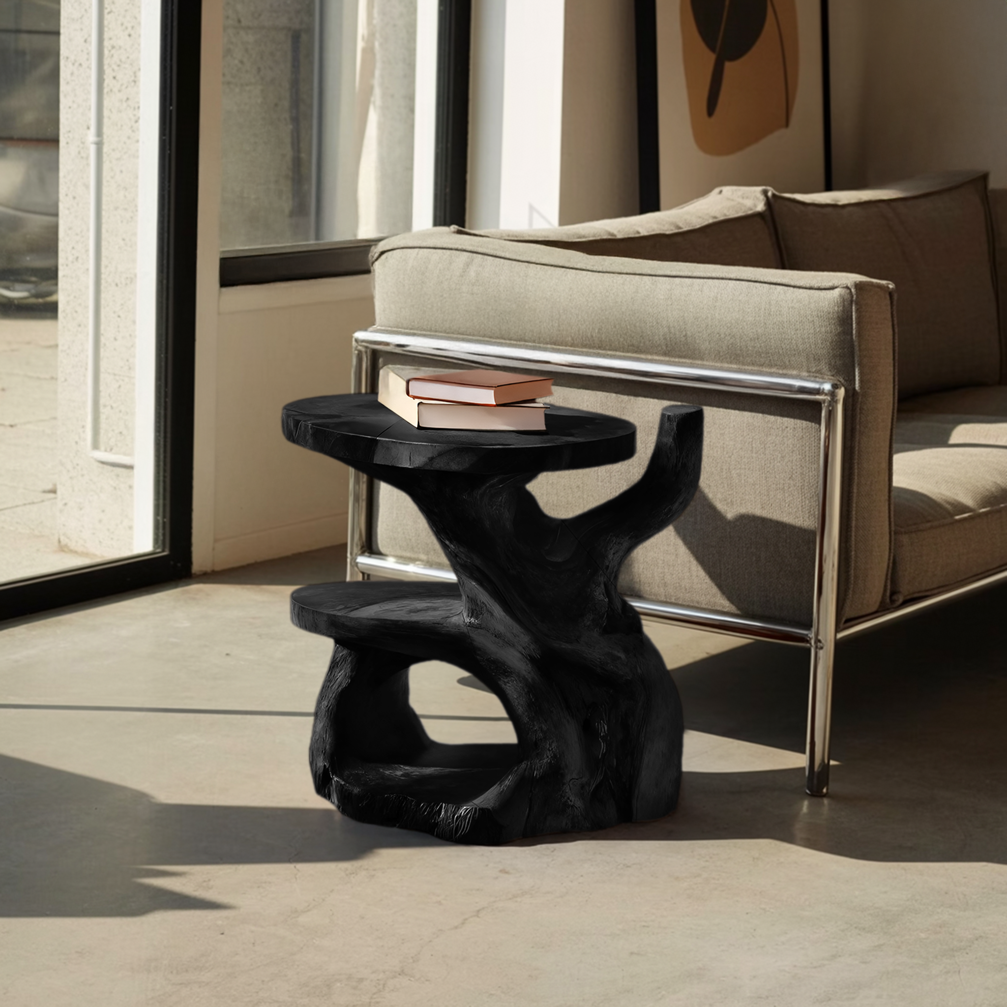 Elegant Side Table With Shelf Layered For Living Room RTTHTTSTA026