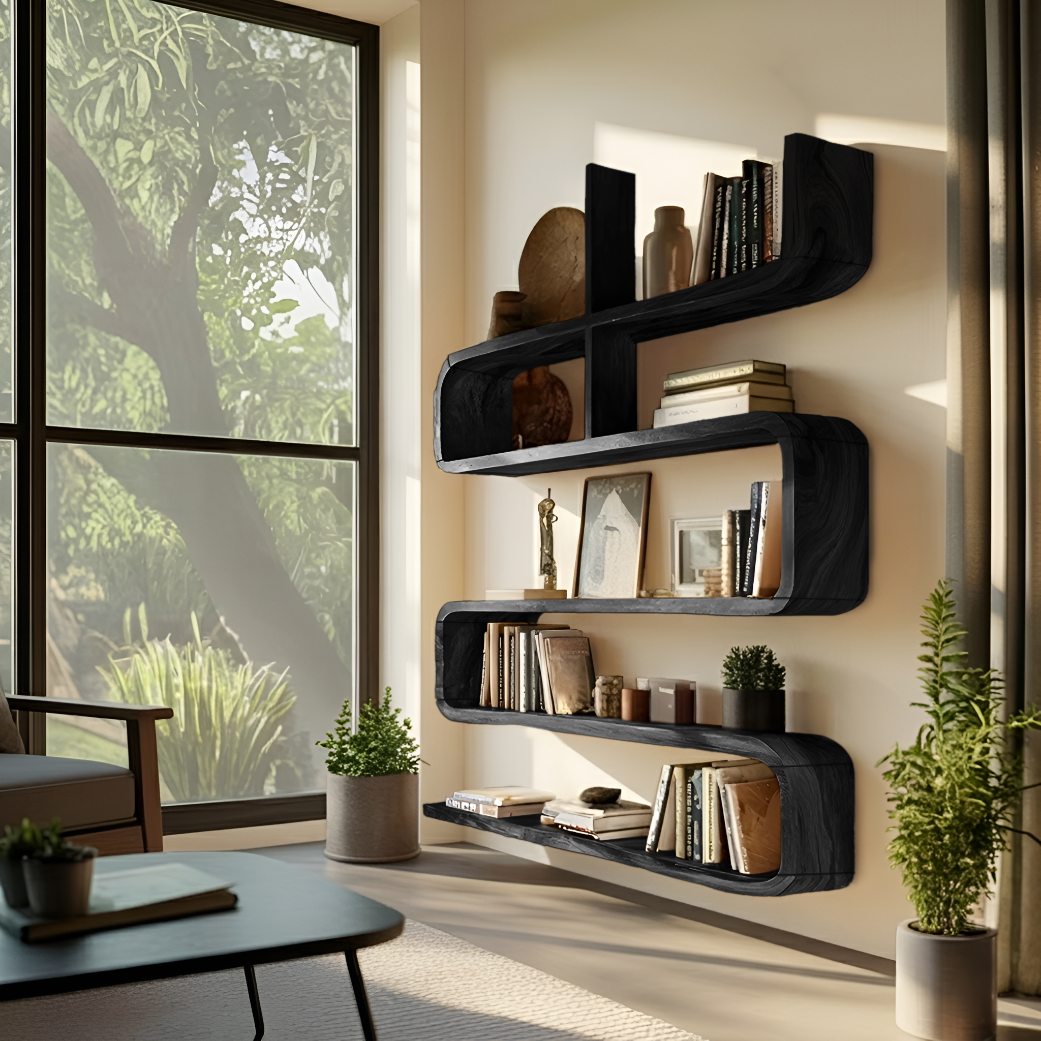 Modern Natural Wood Display Shelf For Living Room Wall Decor SILDTTRWMS028