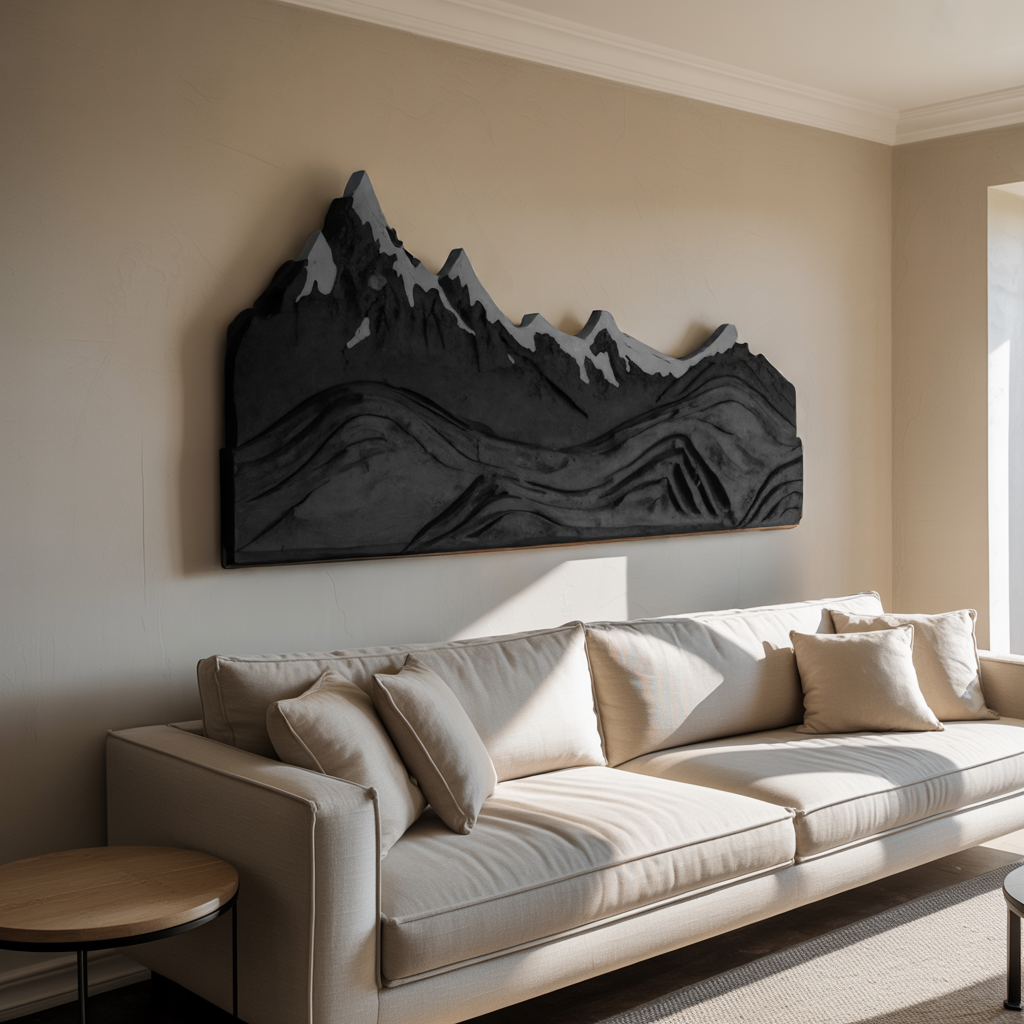Mountain Wall Art Carving For Living Room And Nature Inspired Home SITHHNWA003