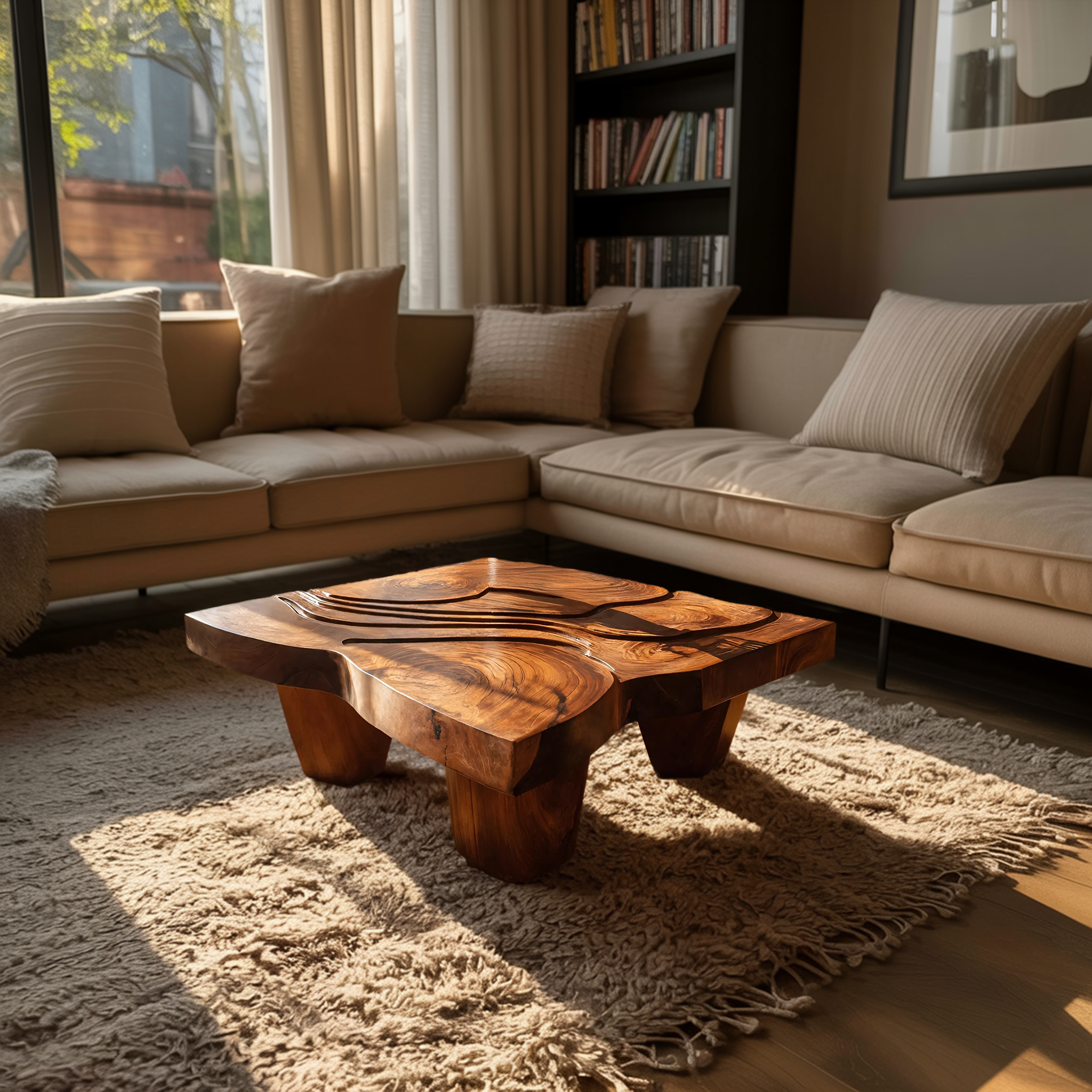 Modern Farmhouse Abstract Coffee Table For Living Room Decor SILDTTRCF088