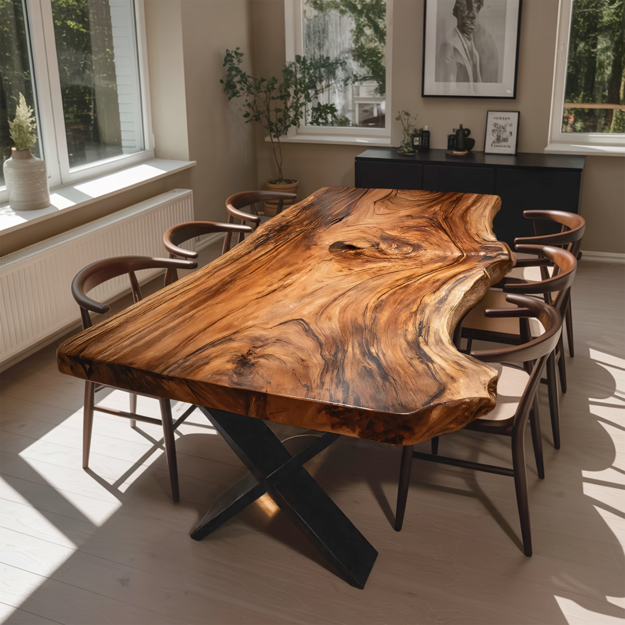 Dining Room Modern Live Edge Dining Table Natural Grain SILDTTRDN021