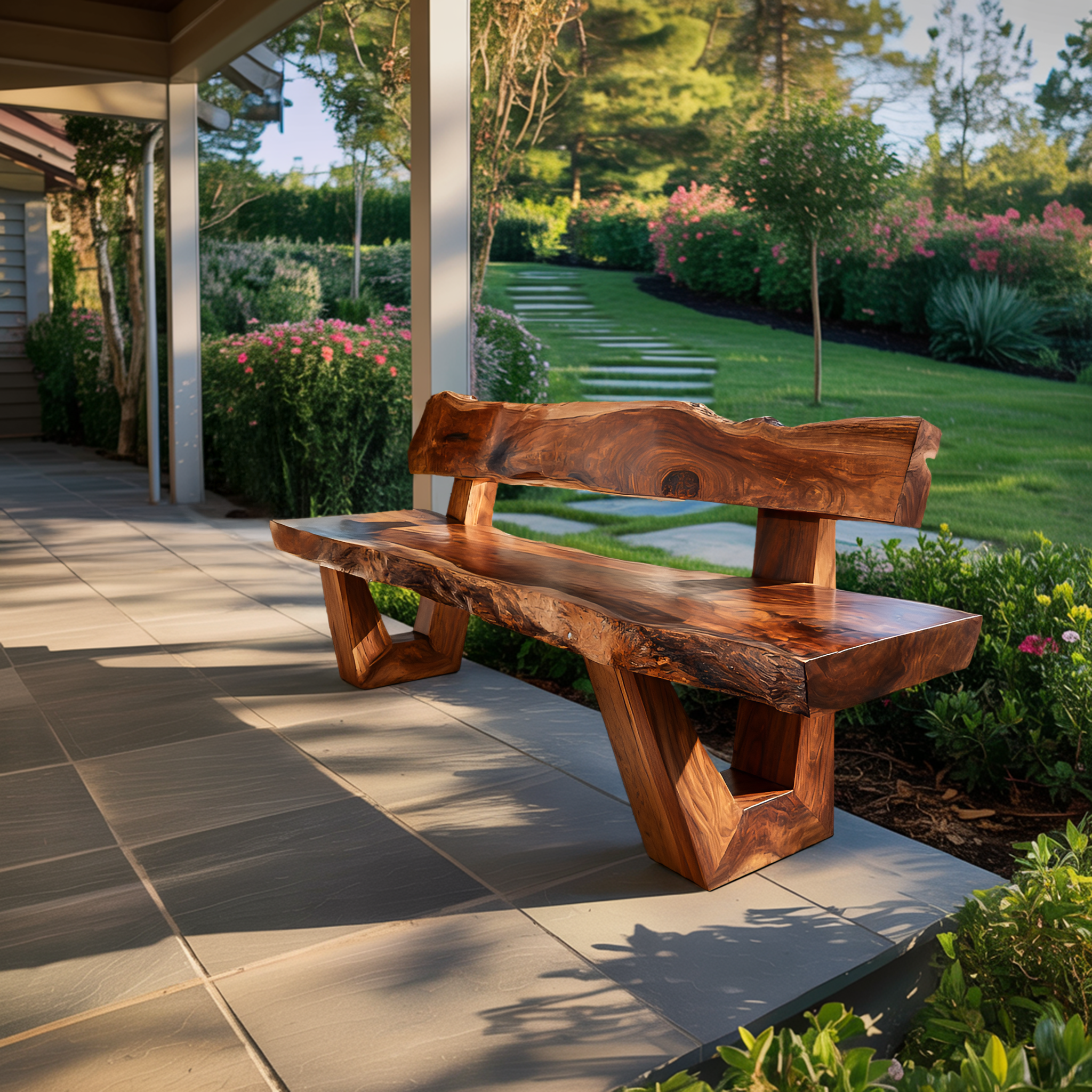 Modern Outdoor Wood Bench For Exterior Seating RTTHTTGDB029