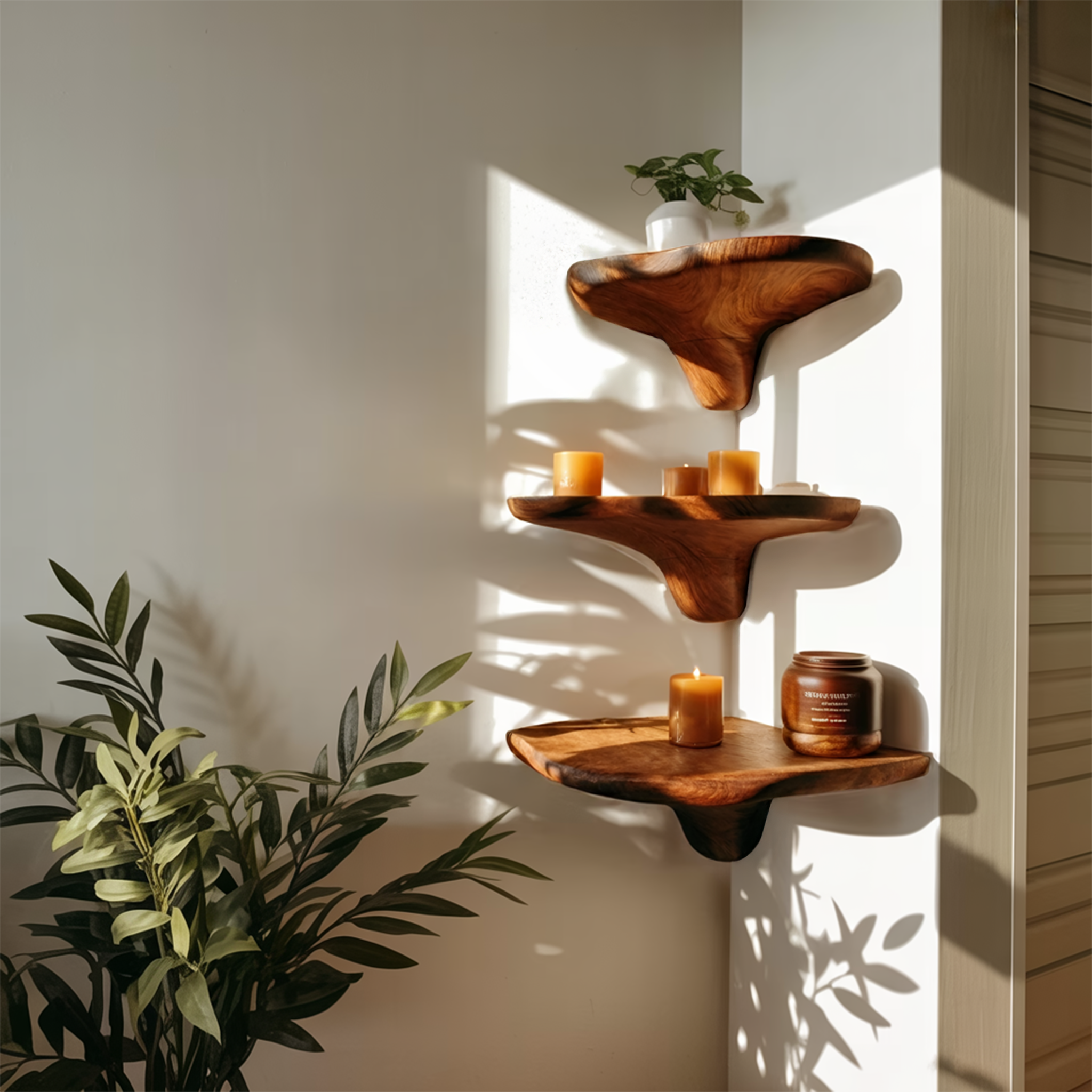 Mid Century Solid Wood Mushroom Shelf For Entryway Wall Decor SILDTTNCMS017