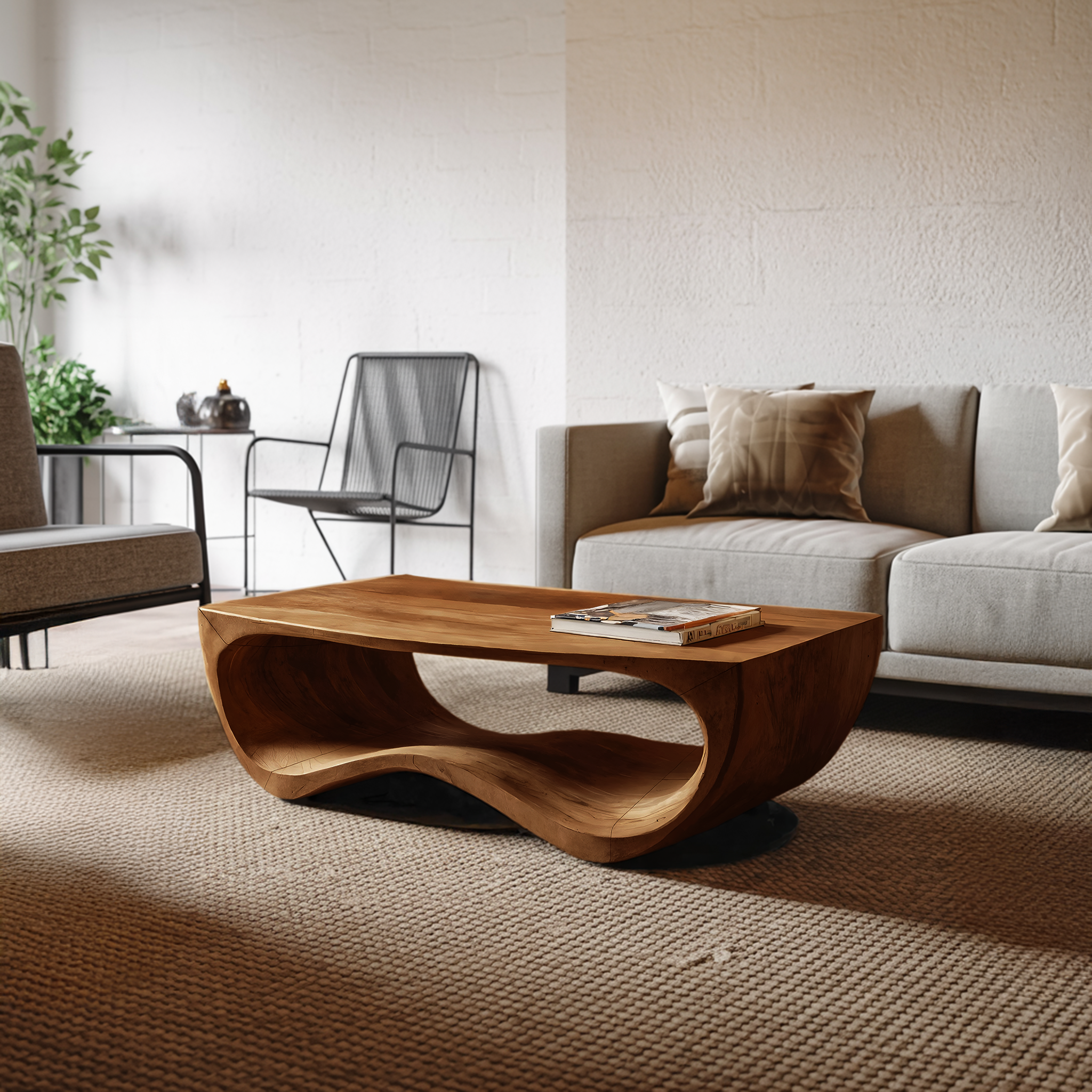 Artistic Sculptural Curved Coffee Table For Living Room RTTHHNCF052