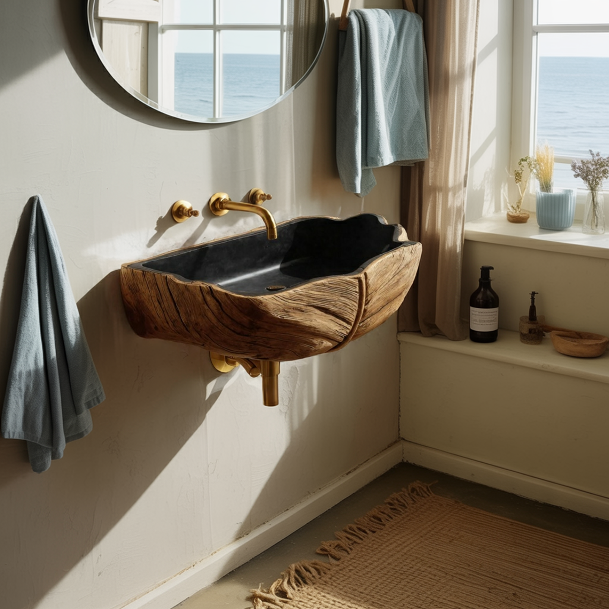 Farmhouse Solid Wood Vanity Sink For Traditional Bathroom Decor SILDTTNVS066