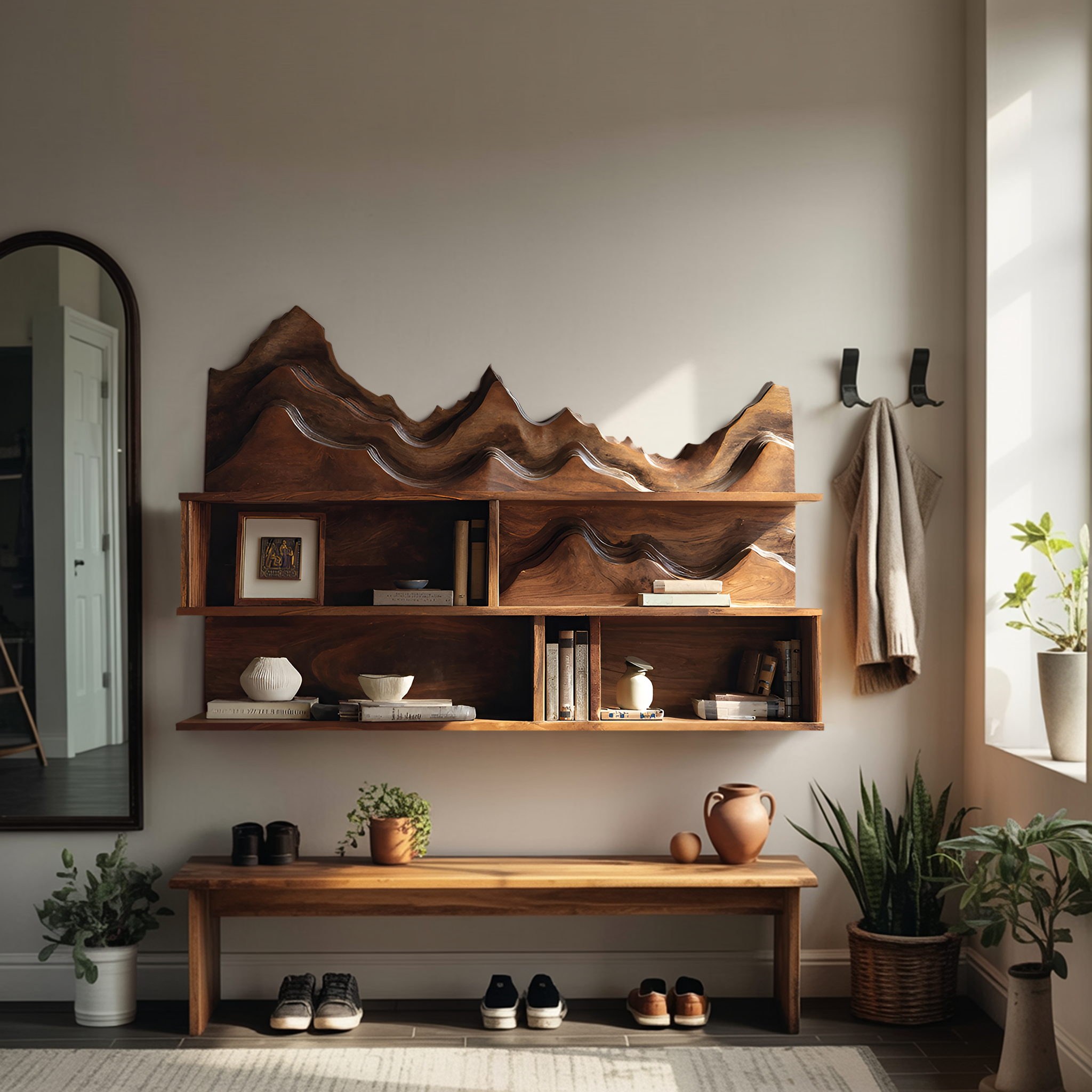 Minimalist Wooden Wall Mounted Bookshelf For Office Storage SILDTTRWMS010