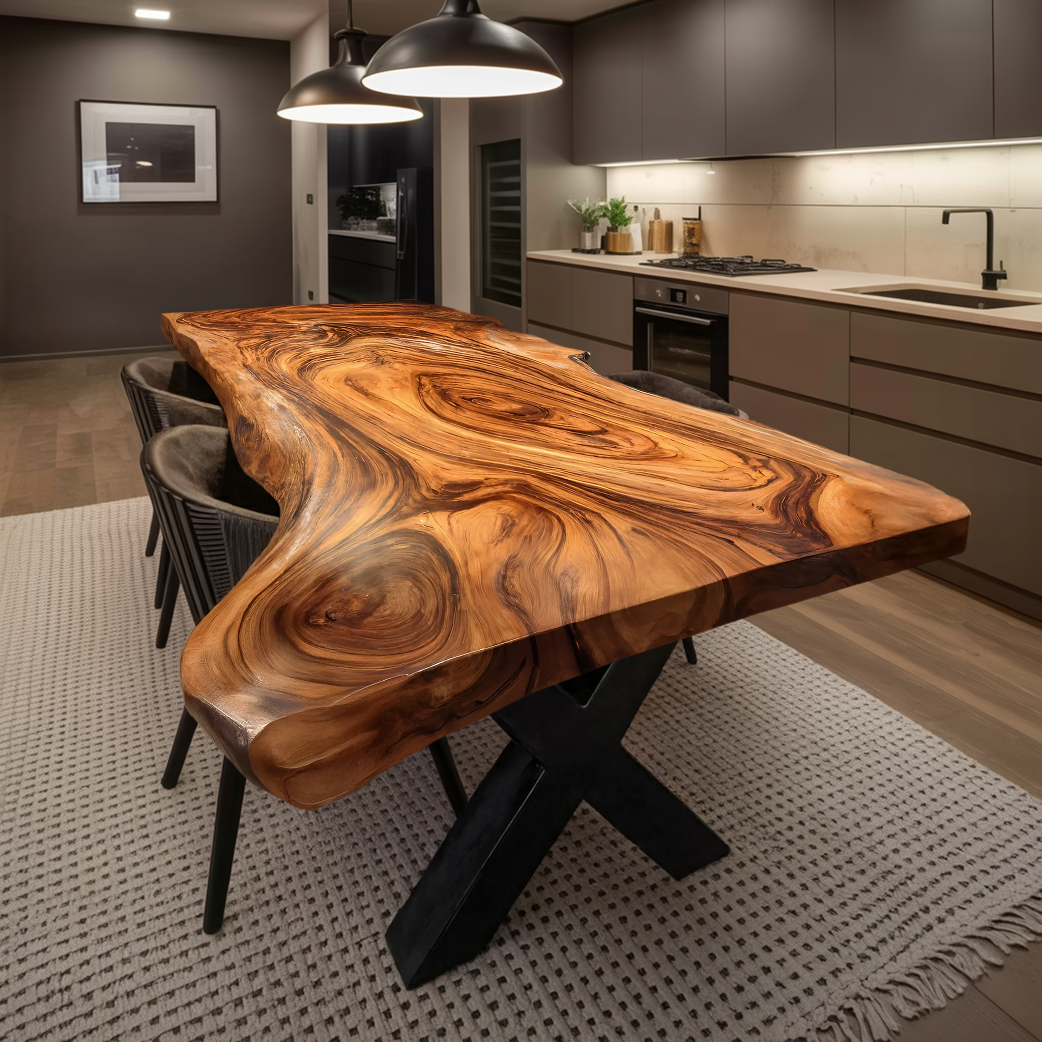 Dining Room Farmhouse Live Edge Dining Table Rustic Wood SILDTTRDN022