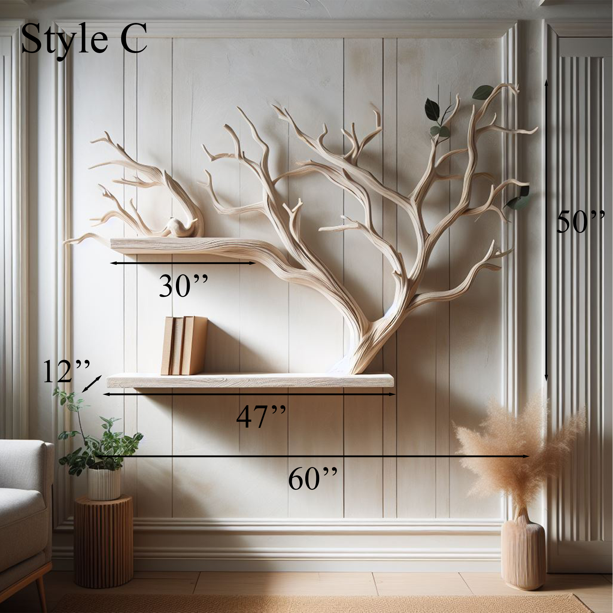 Rustic Tree Branch Wall Mounted Crafted From Wild Mulberry Wood SINLTBS001