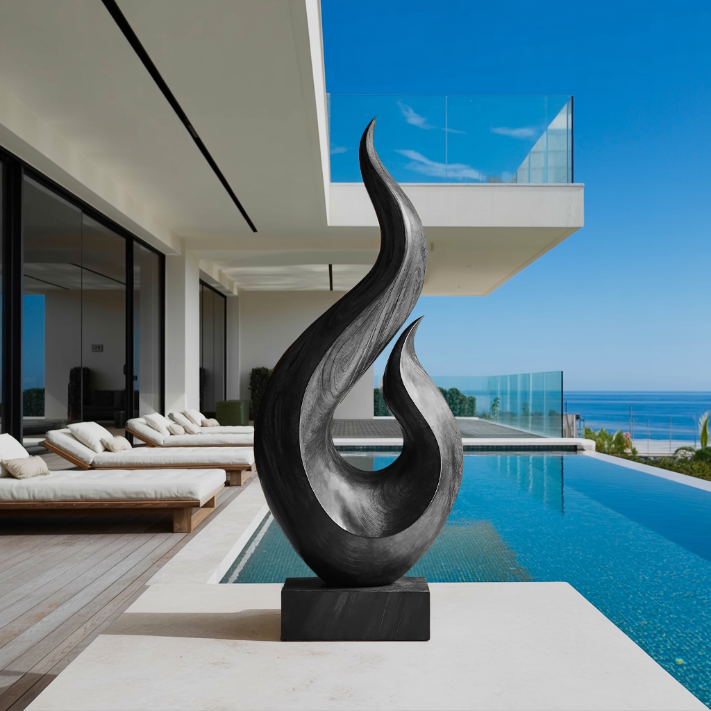 Handcrafted Abstract Wood Statue For Home Accent SILDTTNAS014