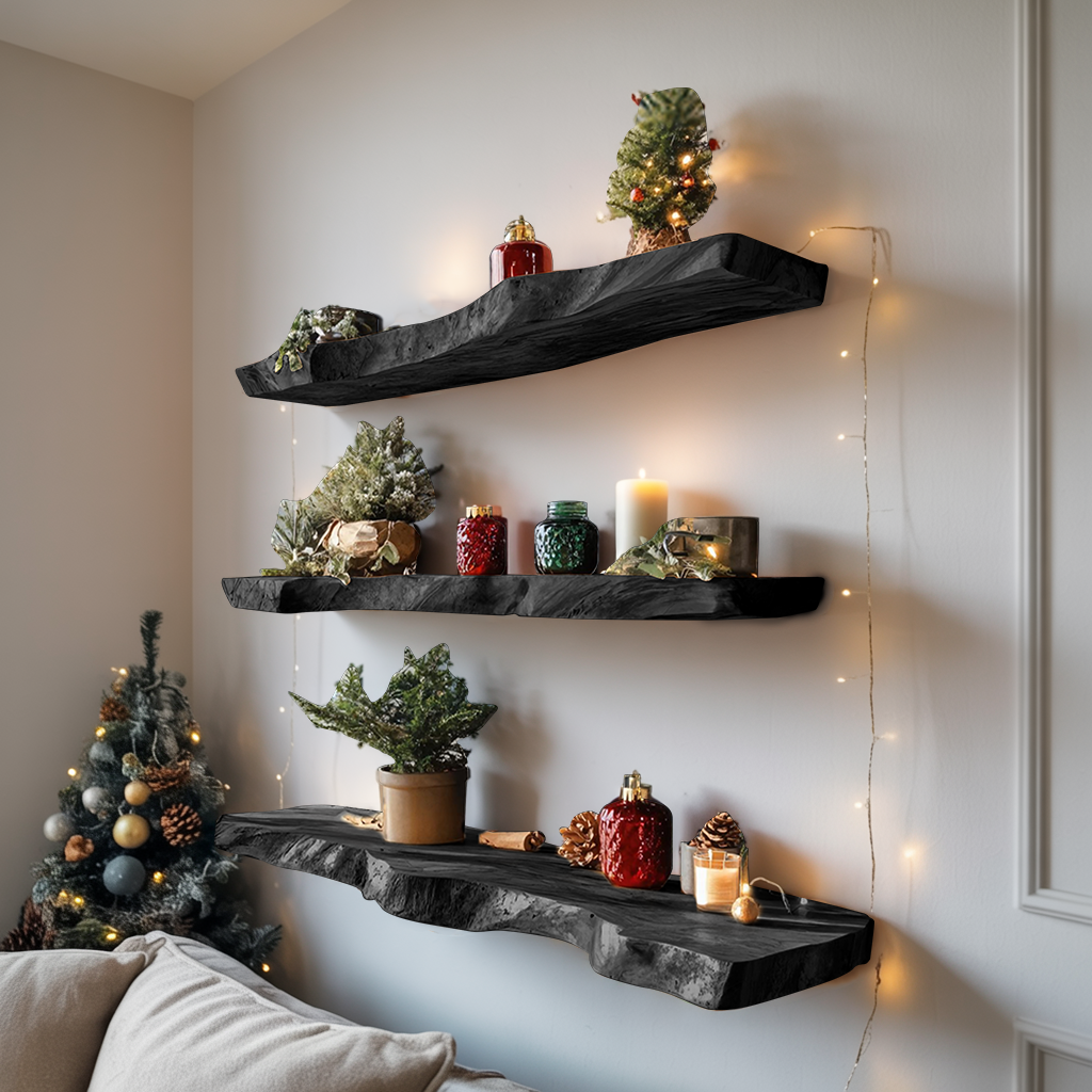 Handcrafted Wooden Floating Shelf For Entryway Christmas Design SILDTTNCFL011