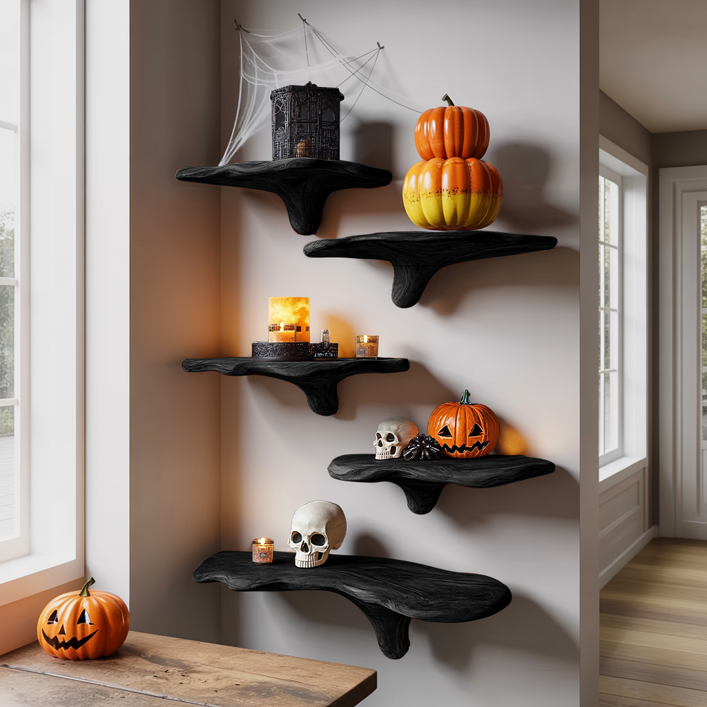 Mid Century Live Edge Mushroom Shelf Halloween Bedroom Styling SILDTTRHMR021