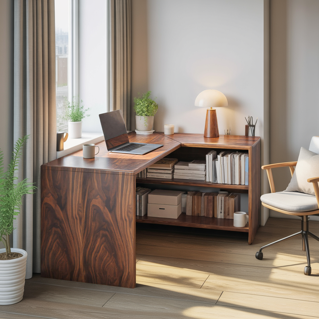 Modern L Shaped Wooden Desk With Storage For Home Office Or Study SITHTTDE018