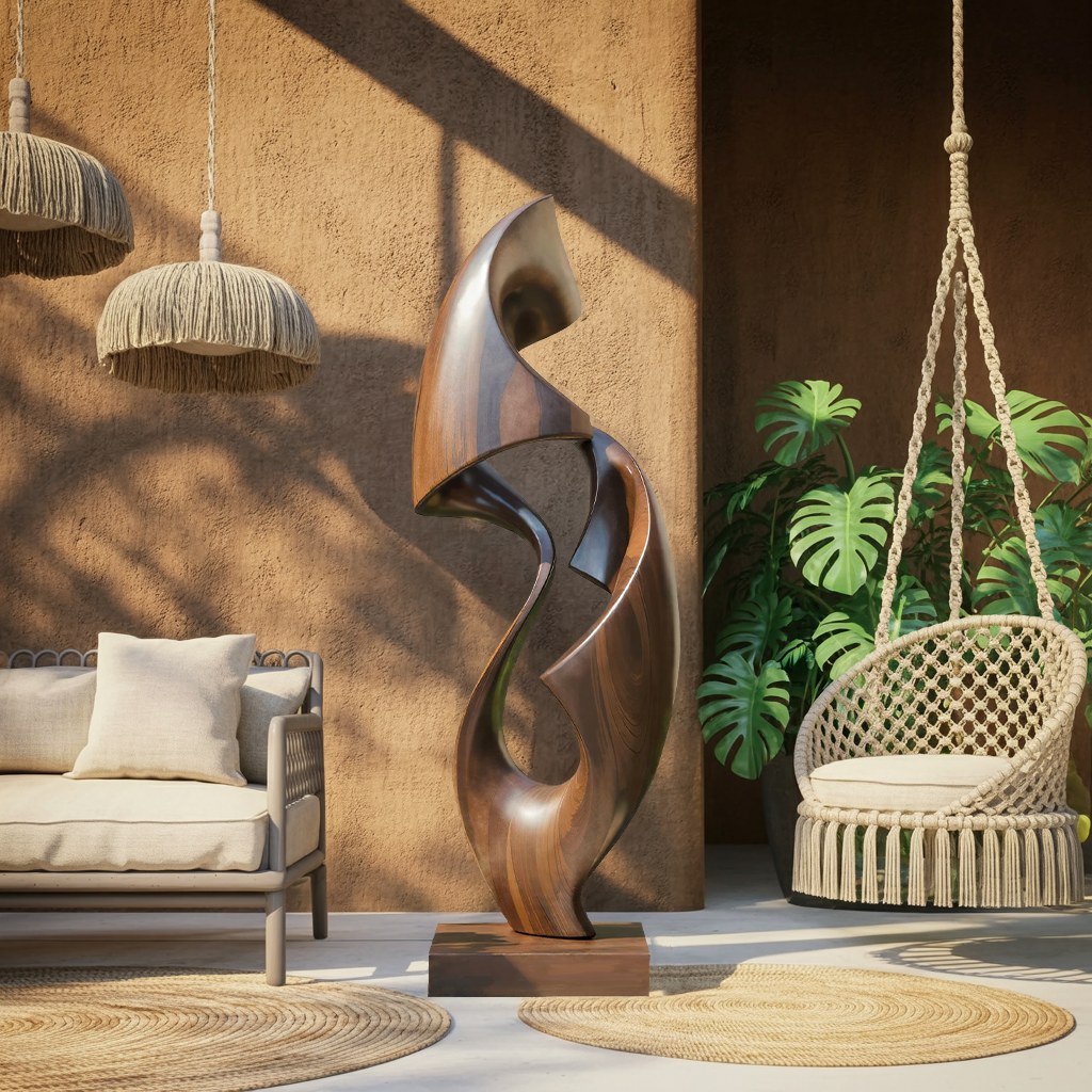 Rustic Abstract Sculpture For Office Decor SILDTTRAS011