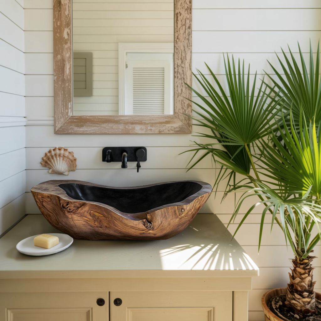 Handcrafted Wooden Vessel Sink For Bathroom Art Decor SILDTTNVS014