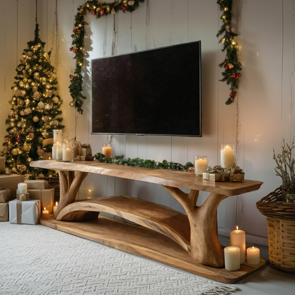 Farmhouse Solid Wood TV Console For Christmas Furniture Design SILDTTRCTV038