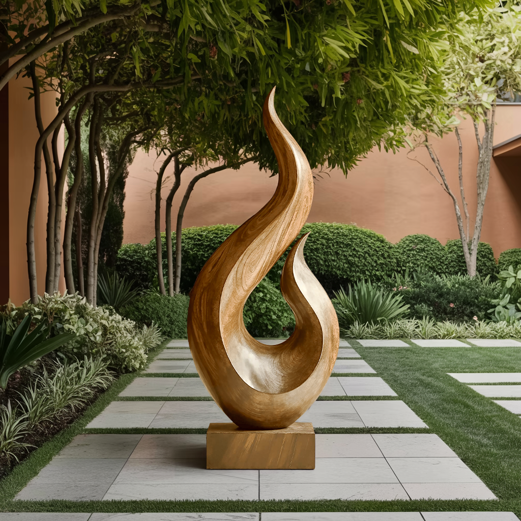 Handcrafted Abstract Wood Statue For Home Accent SILDTTNAS014