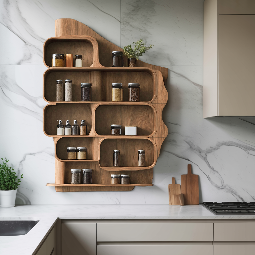 Handmade Wooden Spice Rack For Farmhouse Kitchen Wall SILDTTRSRS008