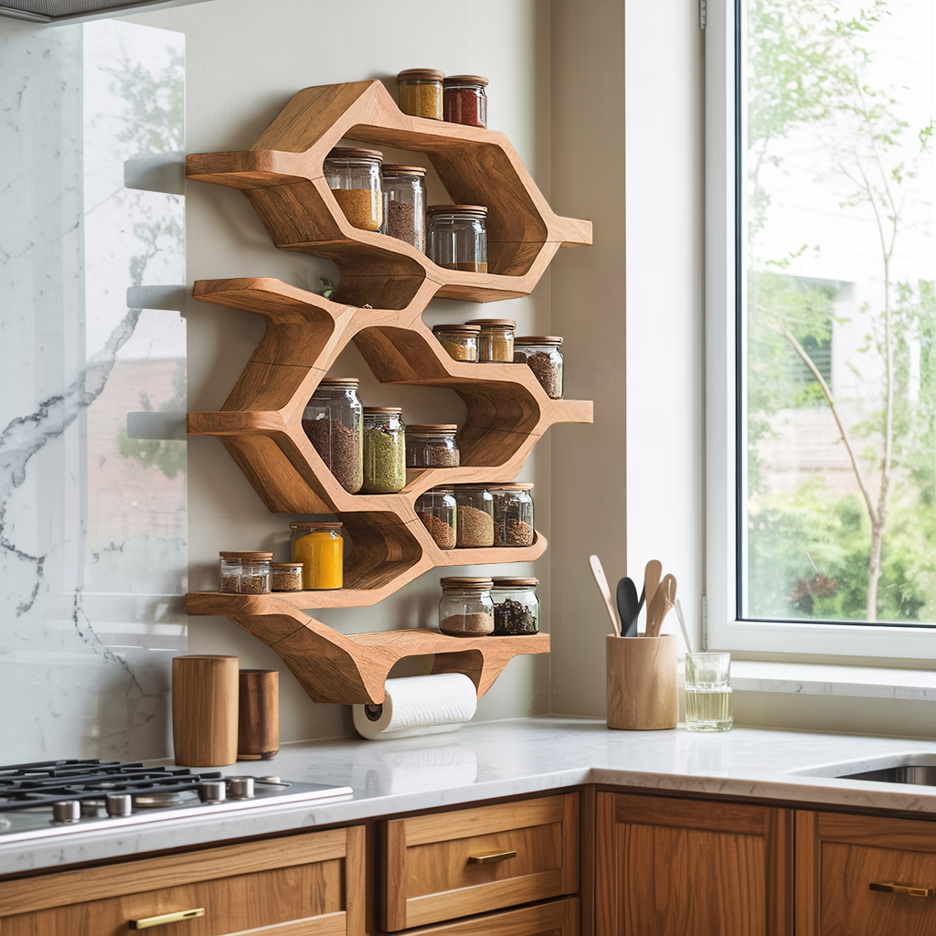 Handcrafted Wooden Rack For Kitchen Spice Organization SILDTTRSRS016