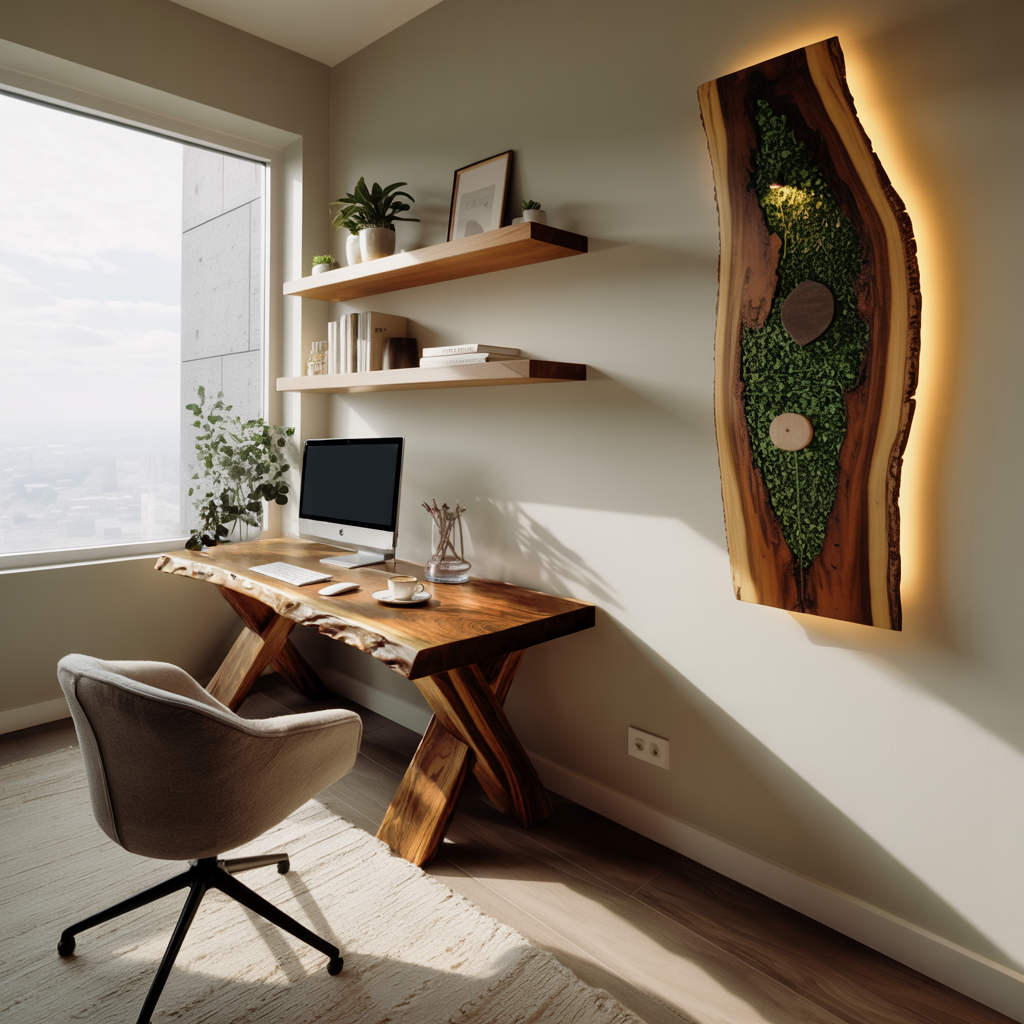Live Edge Wooden Desk With X Legs For Rustic Home Office Or Studio SITHTTDE034