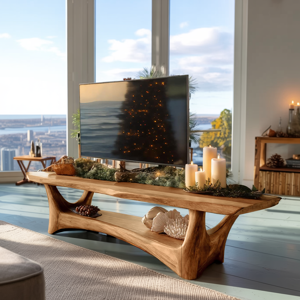 Farmhouse Solid Wood TV Console For Holiday Living Room Style SILDTTRCTV010