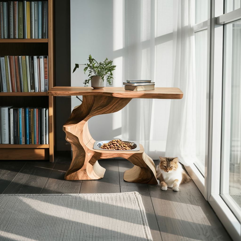 Farmhouse Style Wooden Dog Bowl For Pet Feeding SILDTTNDBS011