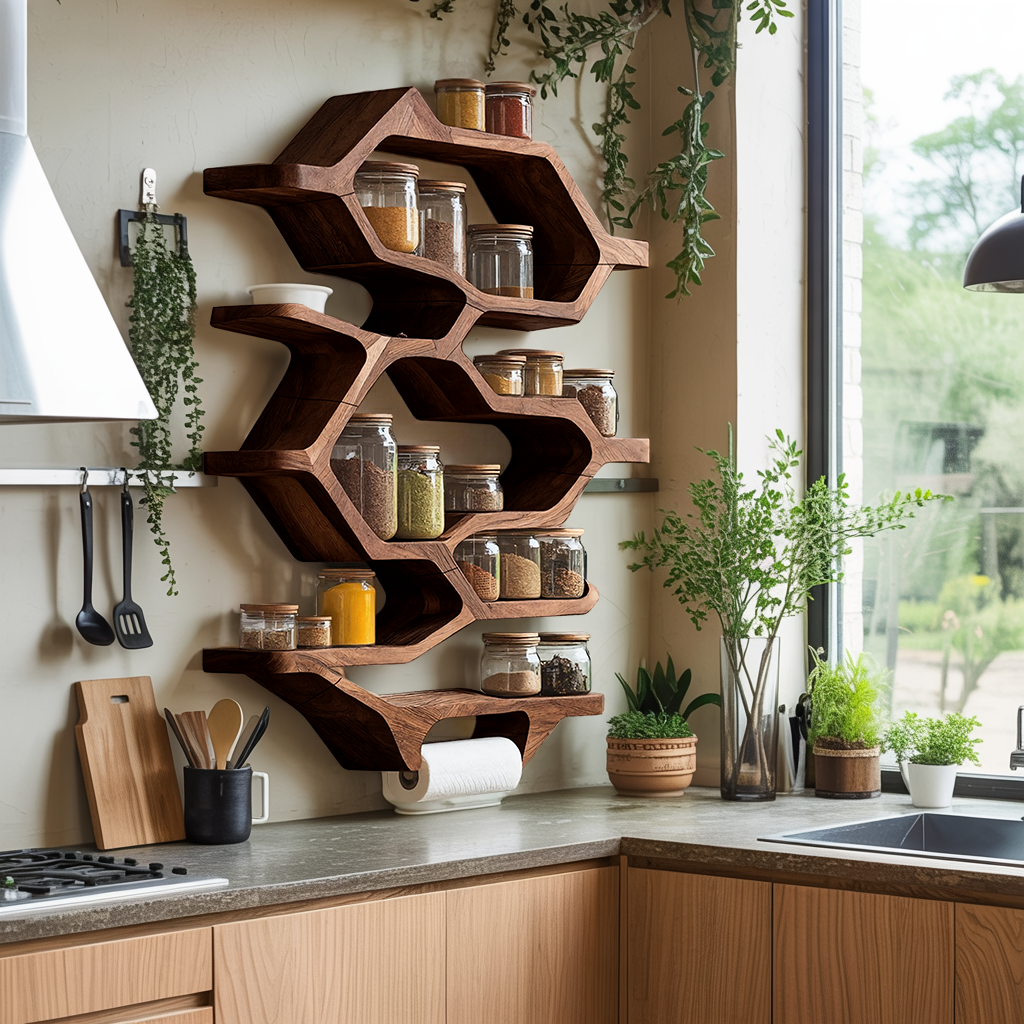 Handcrafted Wooden Rack For Kitchen Spice Organization SILDTTRSRS016