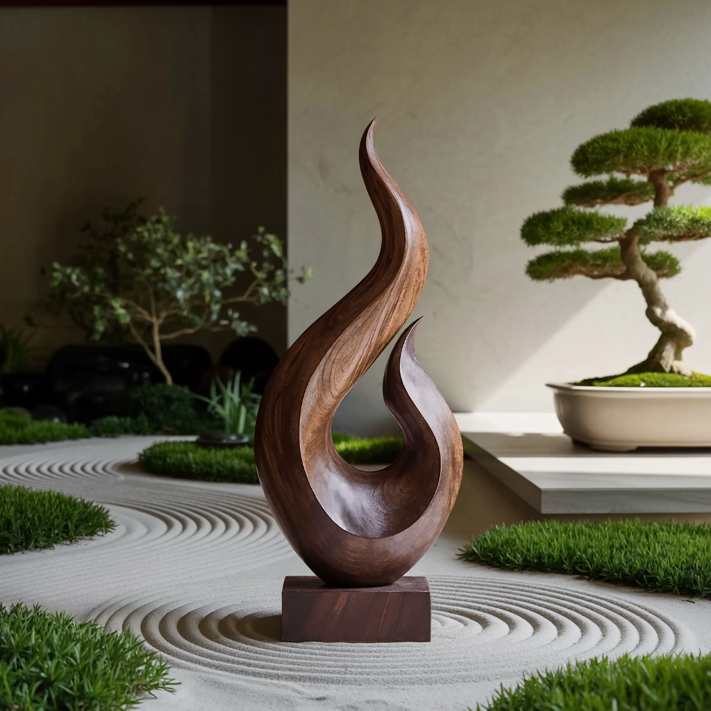 Handcrafted Abstract Wood Statue For Home Accent SILDTTNAS014