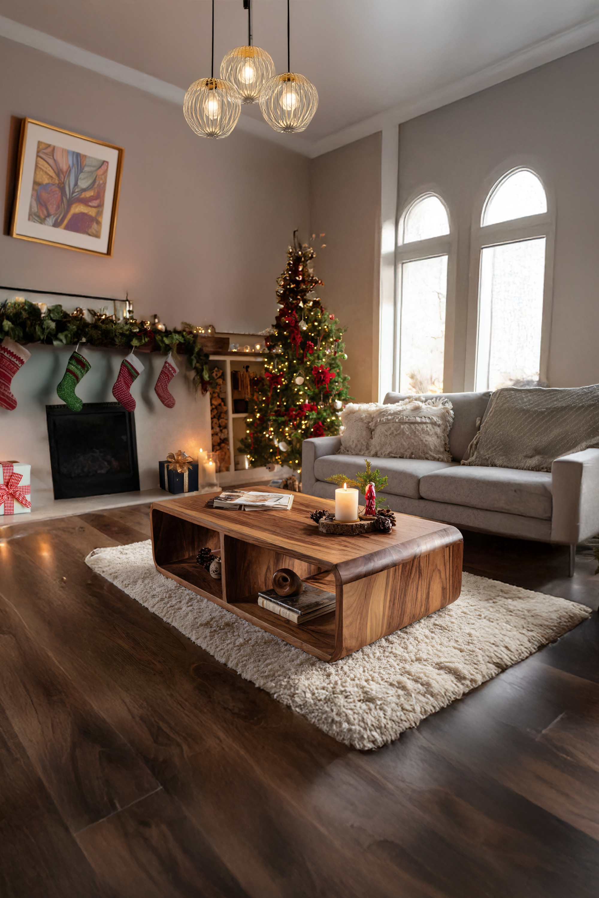 Handcrafted Wooden Coffee Table For Christmas Living Room Style SILDTTRCCF037