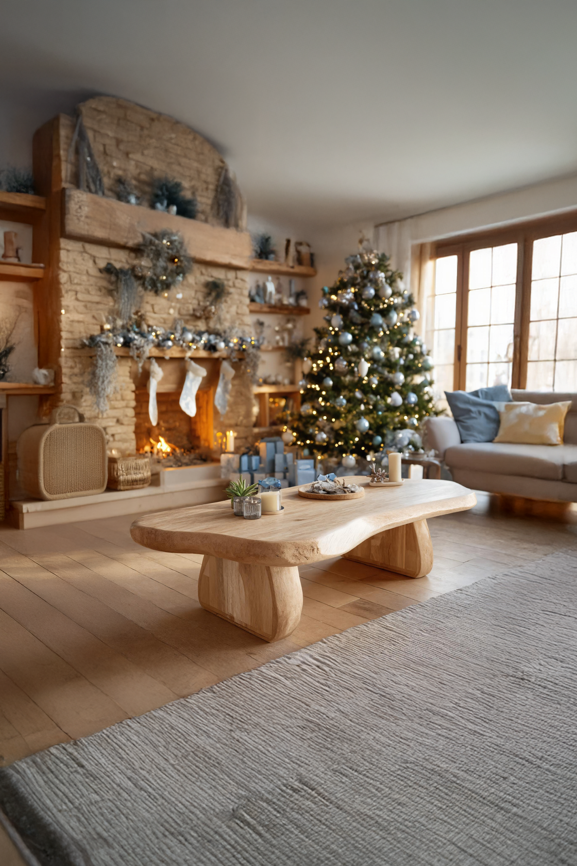 Rustic Farmhouse Solid Wood Coffee Table For Christmas Furniture Accent SILDTTRCCF031