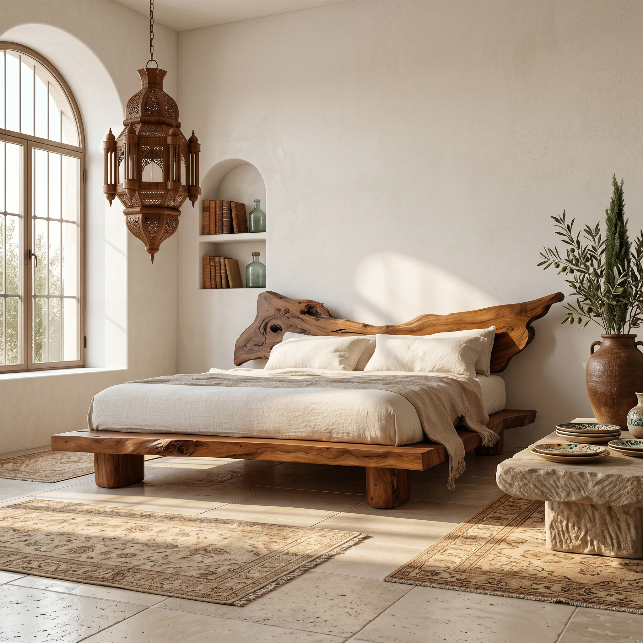 Rustic Platform Bed King Room SINLSAWB020