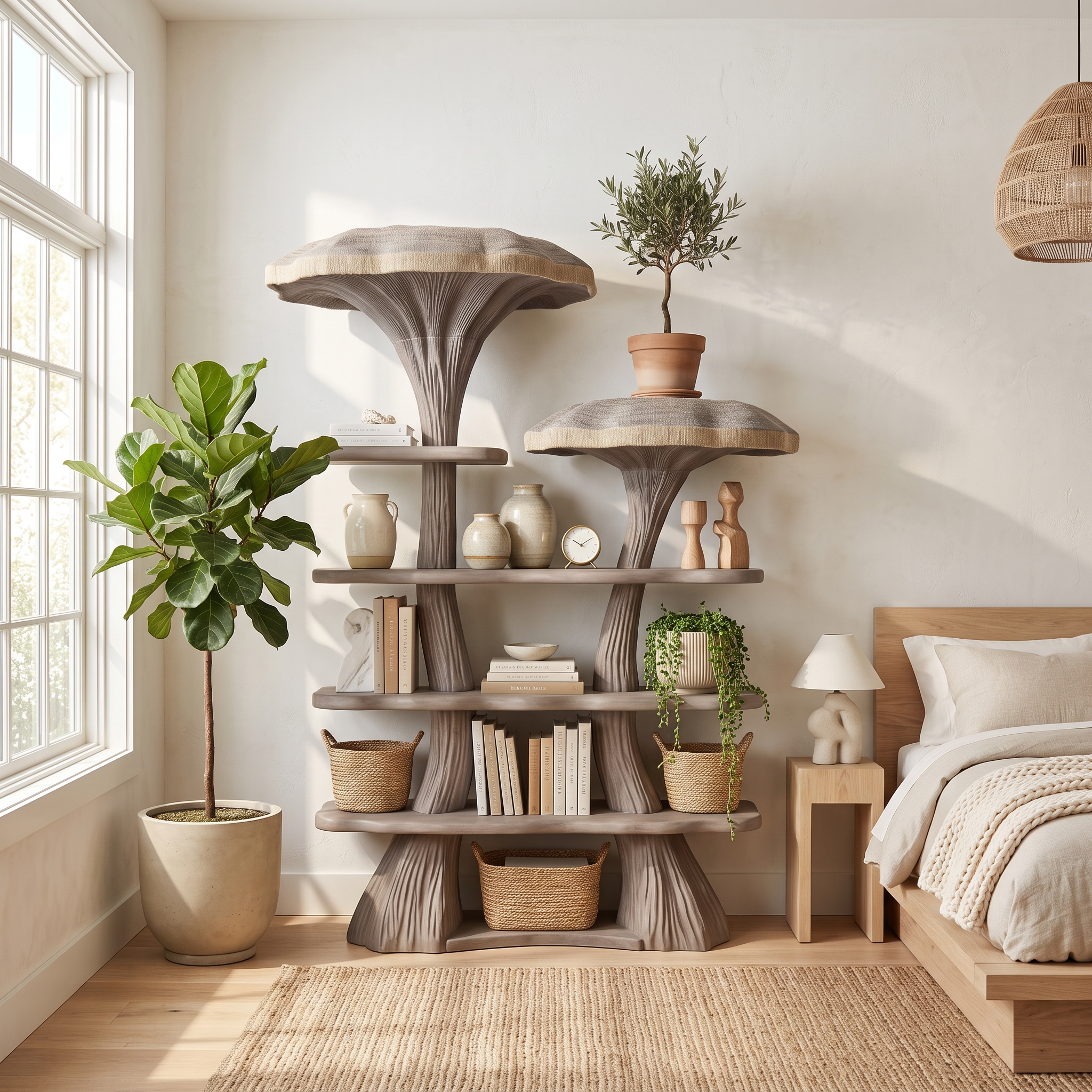 Mushroom Tree Bookshelf Wooden Nature Inspired Fantasy Gift SINLSATB184