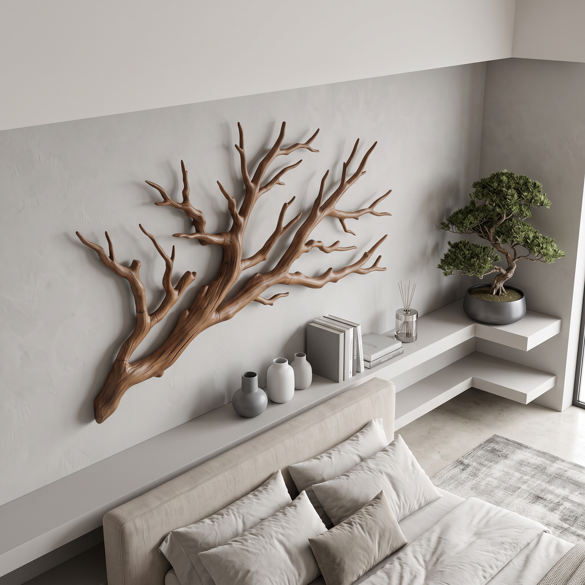 Rustic Tree Branch Wooden Wall Decor For Bedroom Headboard Wall Art SINLSAWD034