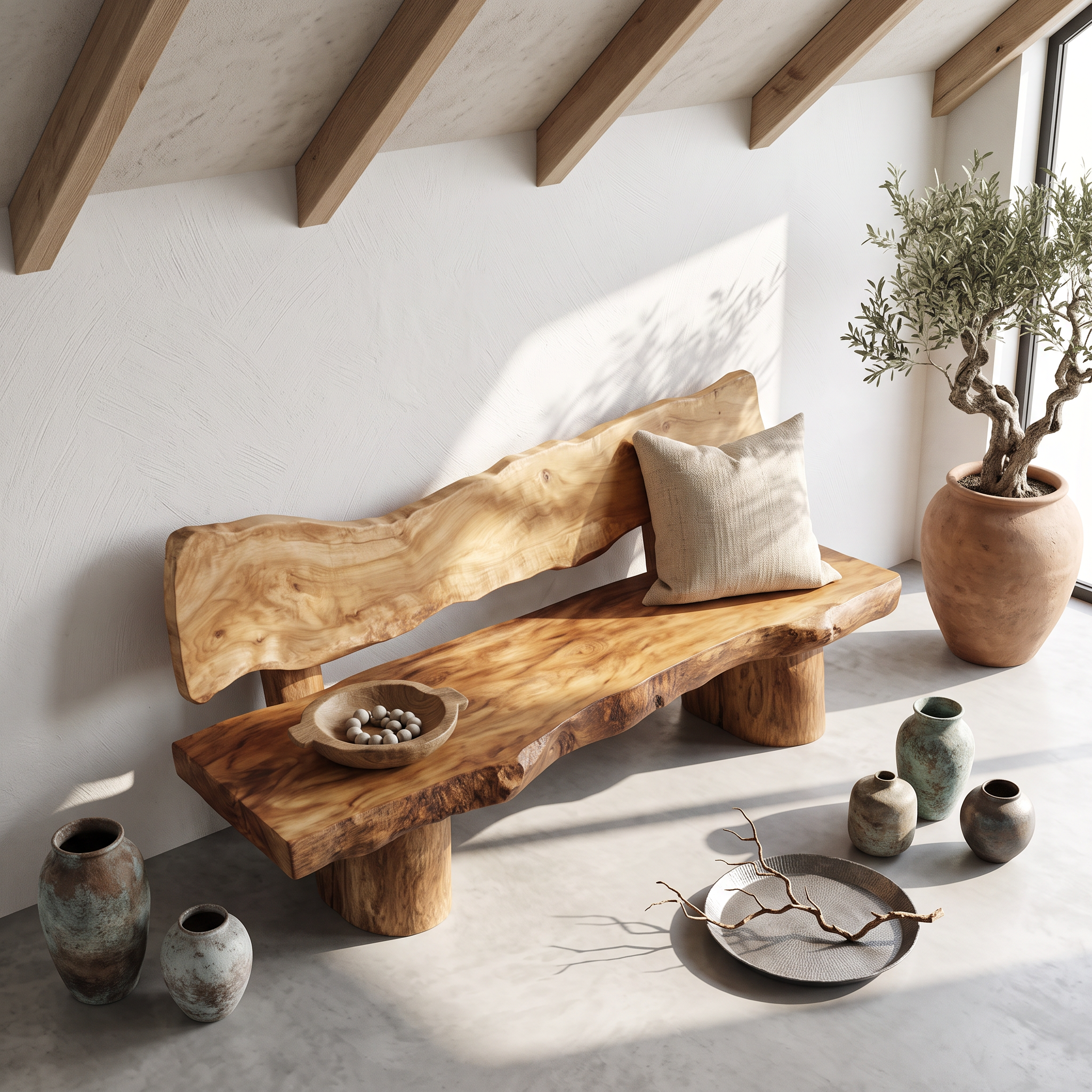 Rustic Solid Wood Sofa Outdoor Garden Natural Sculptural Seating SINLSAWC039