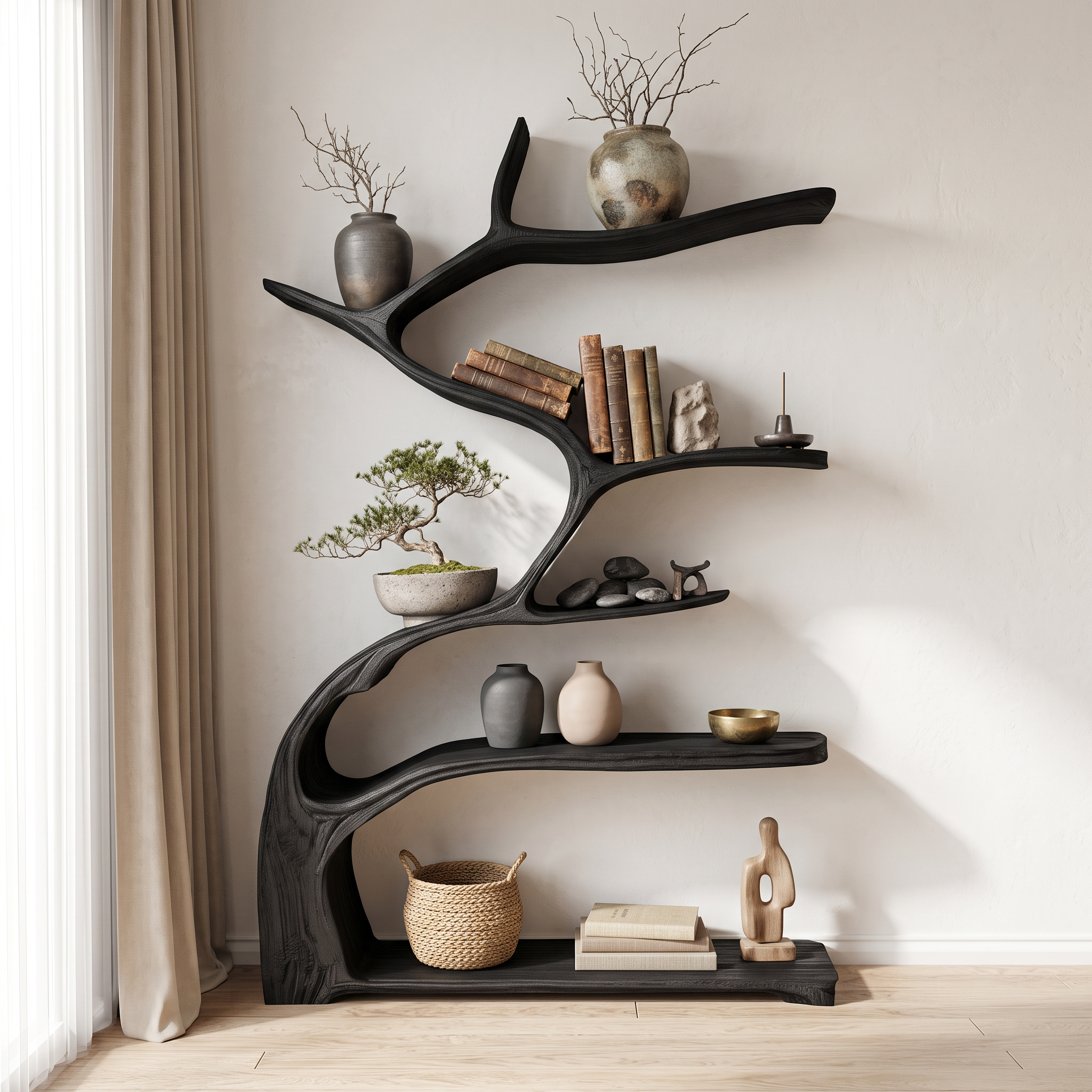 Tree Bookshelf Wooden Live Edge Rustic Farmhouse Gift SINLSATB189