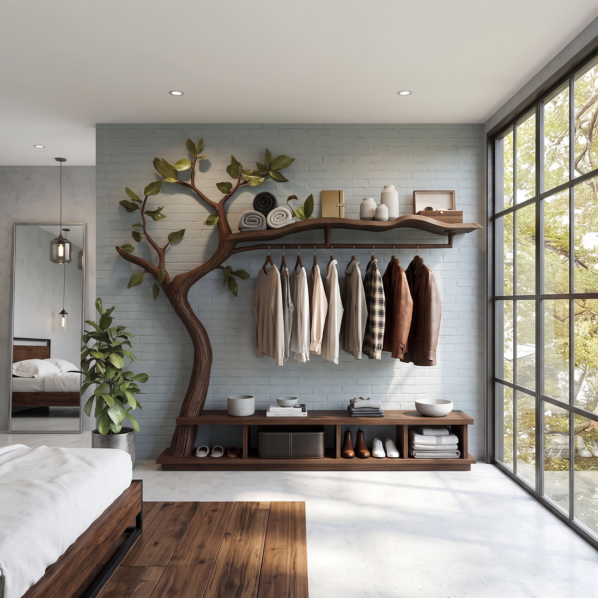 Rustic Mid Century Wardrobe Stand Bedroom Or Dressing Room Entryway SINLSATCR044