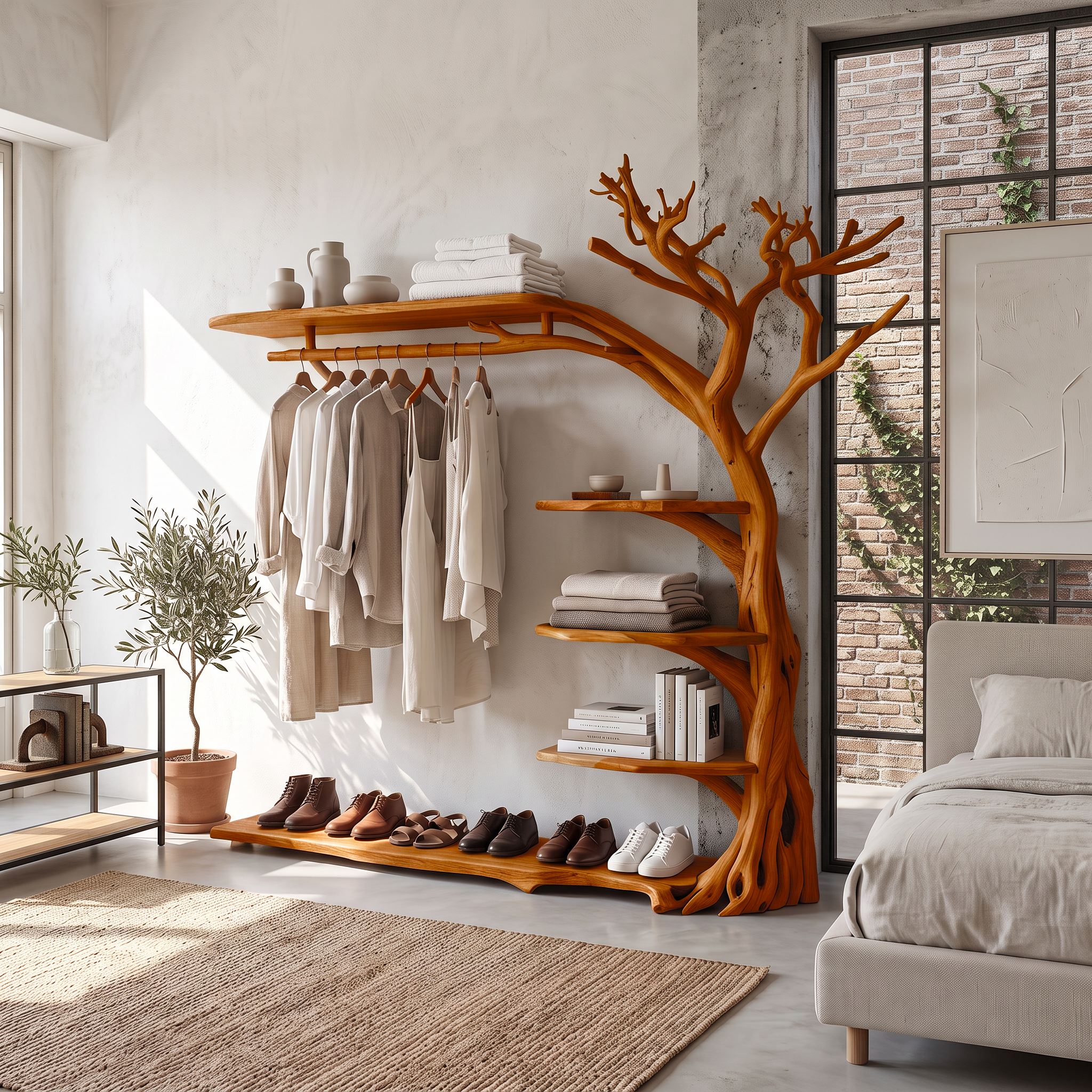 Rustic Coat Rack Shoe Shelf Entryway SINLSATB214