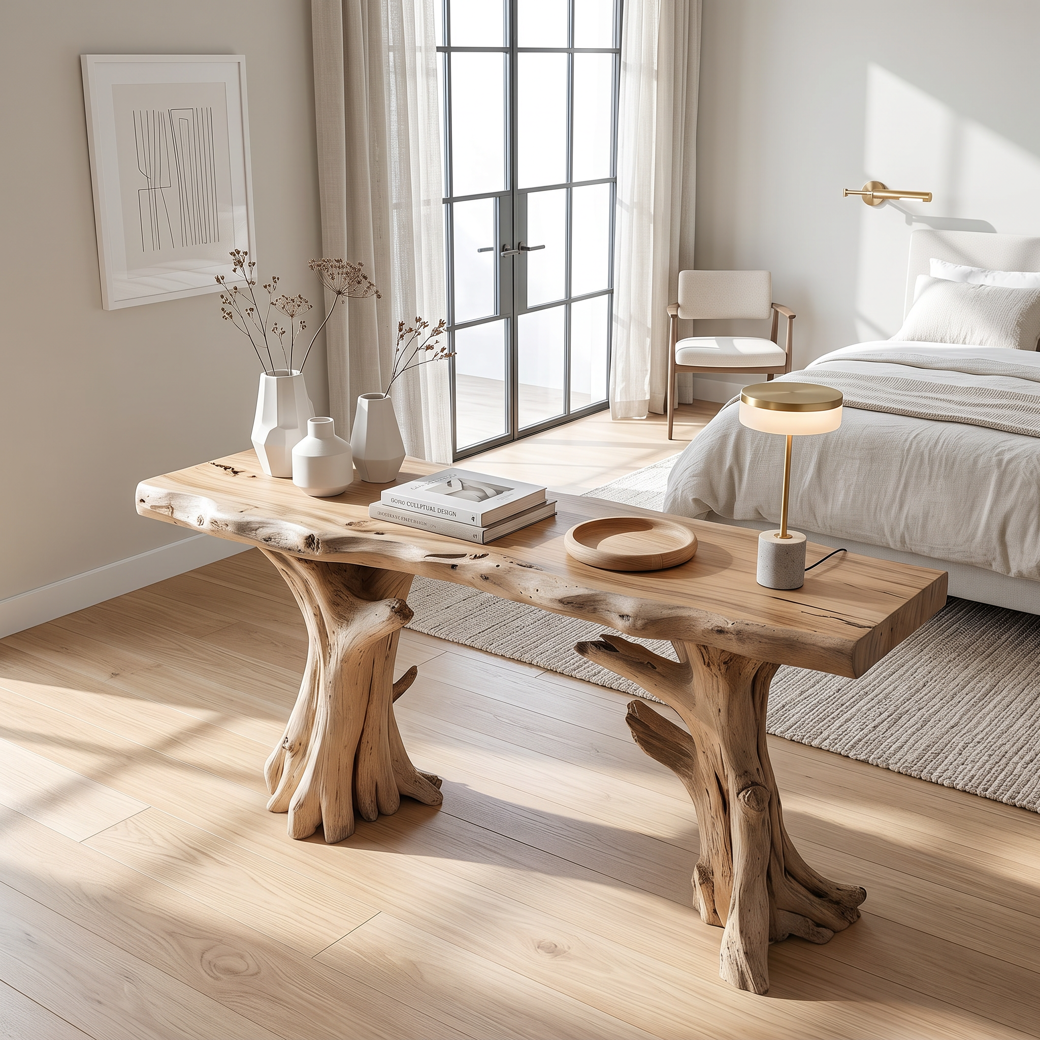 Coastal Driftwood Console Table Natural Tree Trunk Legs SINLSACS062