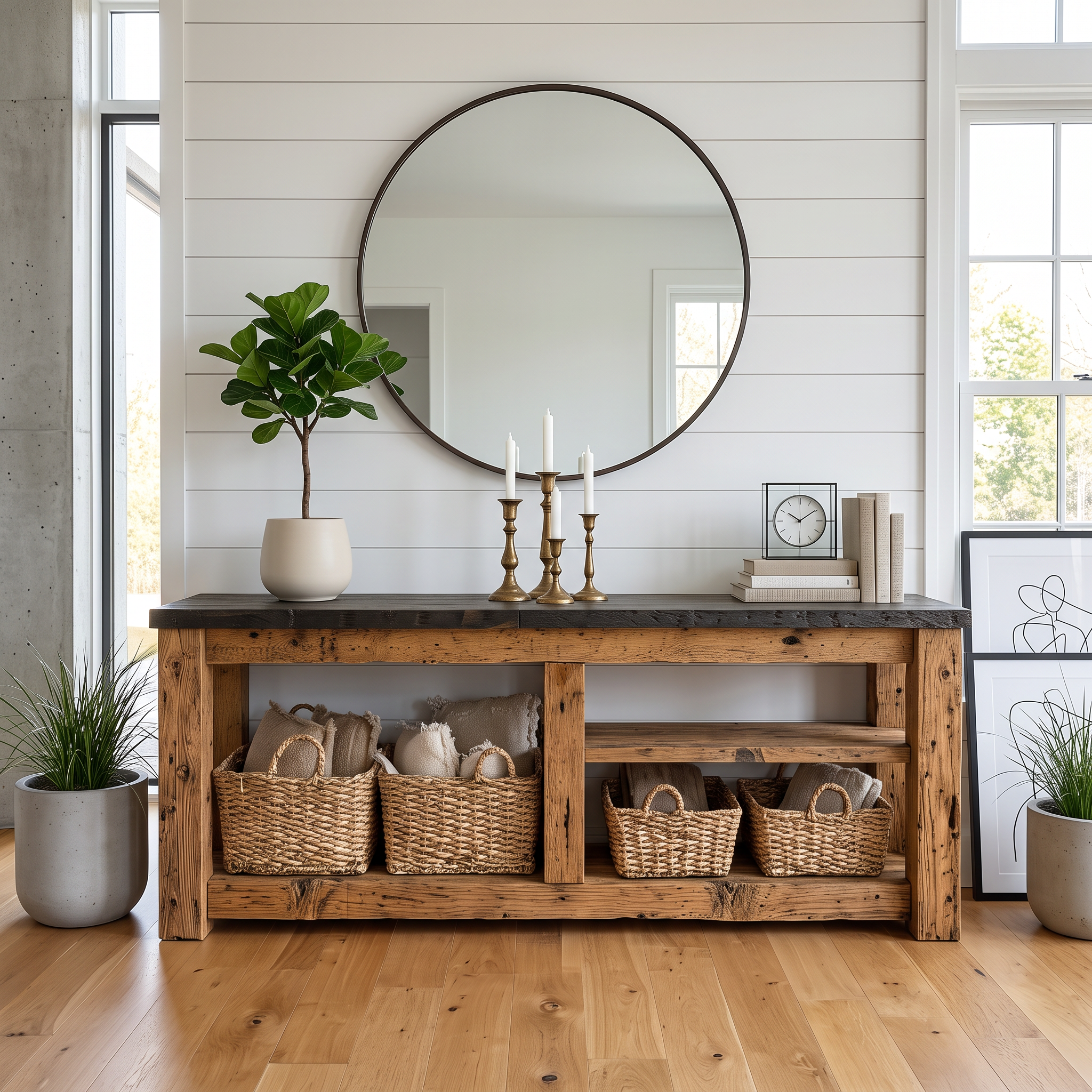 Rustic TV Console Table Living Room SINLSACS101