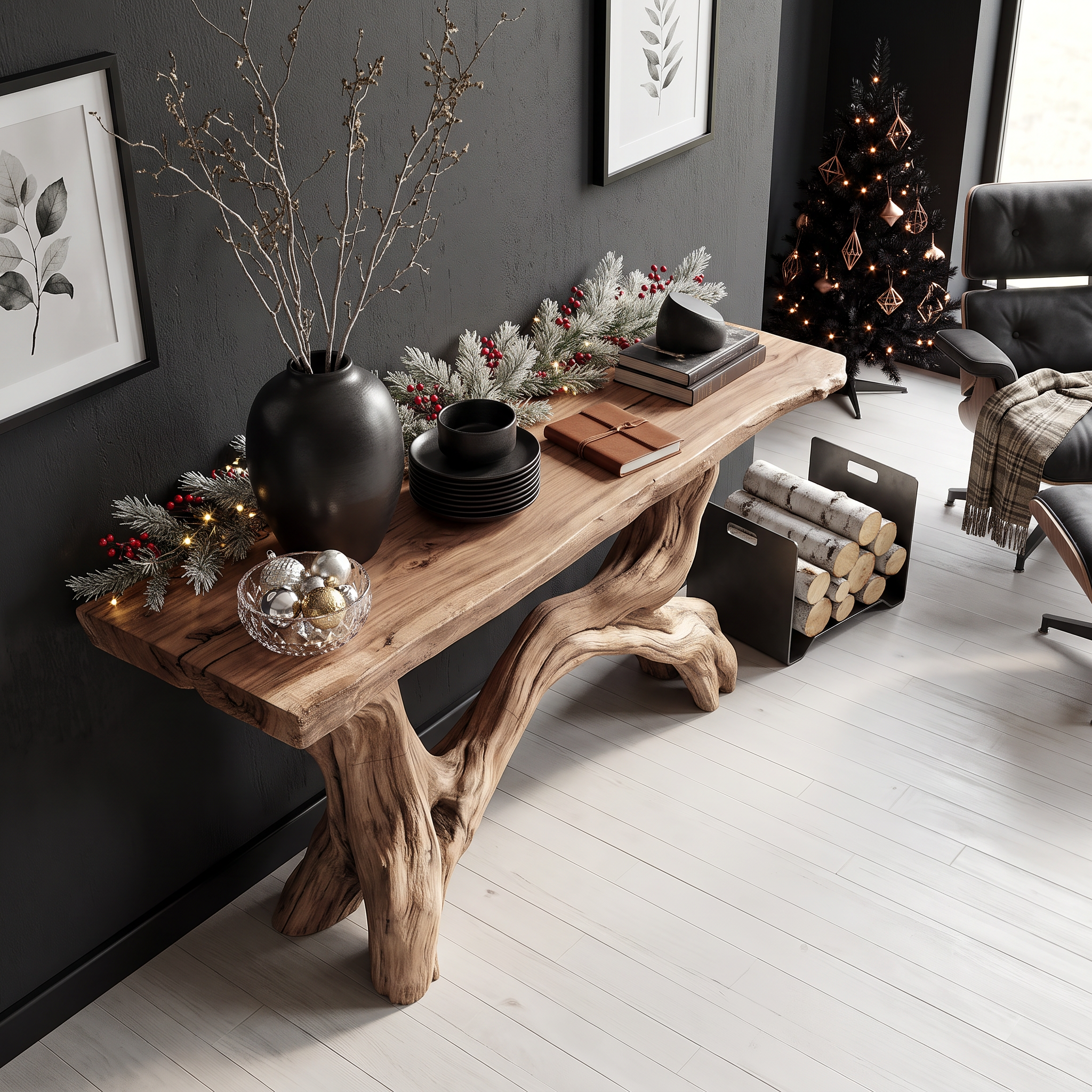 Live Edge Console Table Solid Wood Rustic Driftwood Gift SINLSACS088