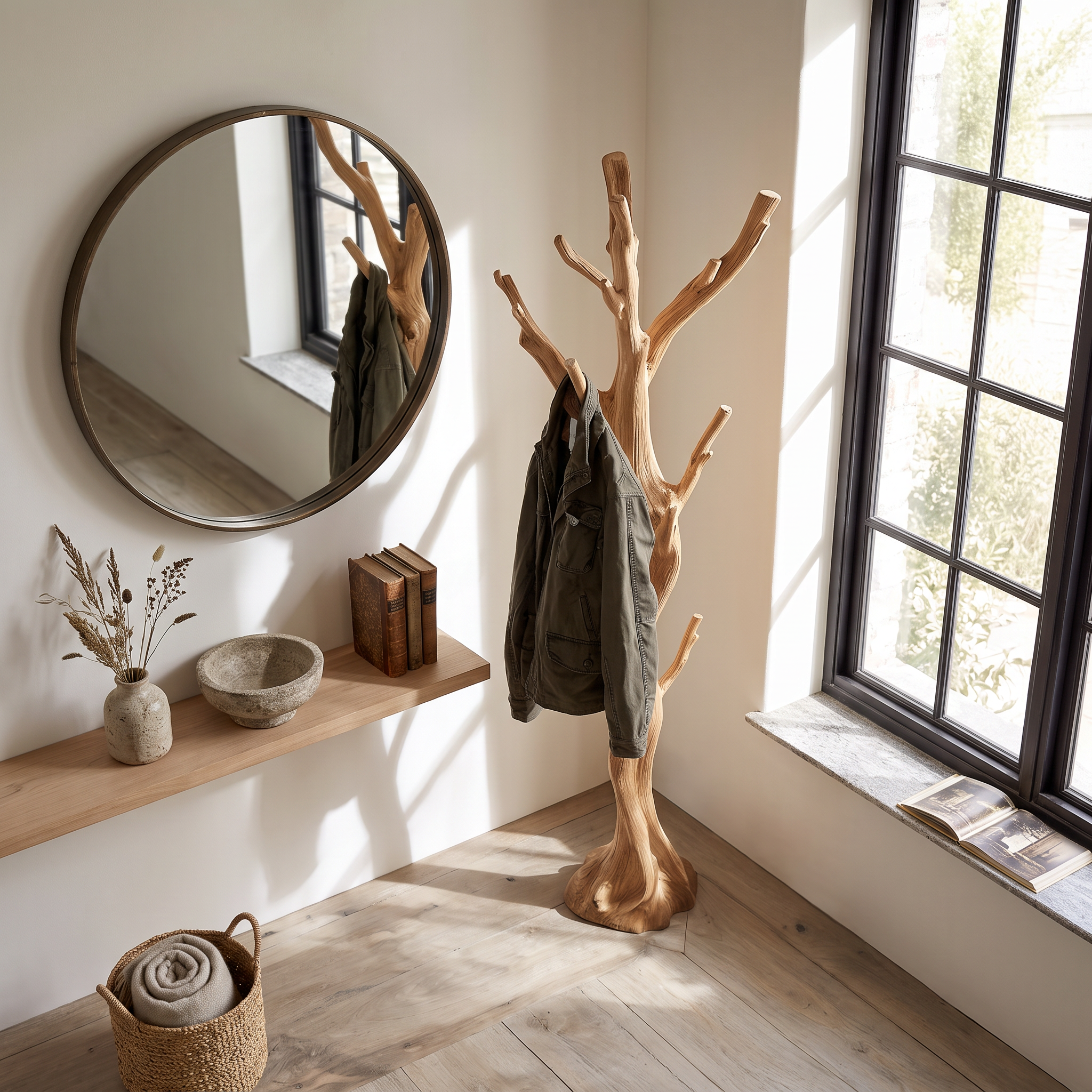 Rustic Tree Coat Rack Entryway Hallway SINLSATCR011