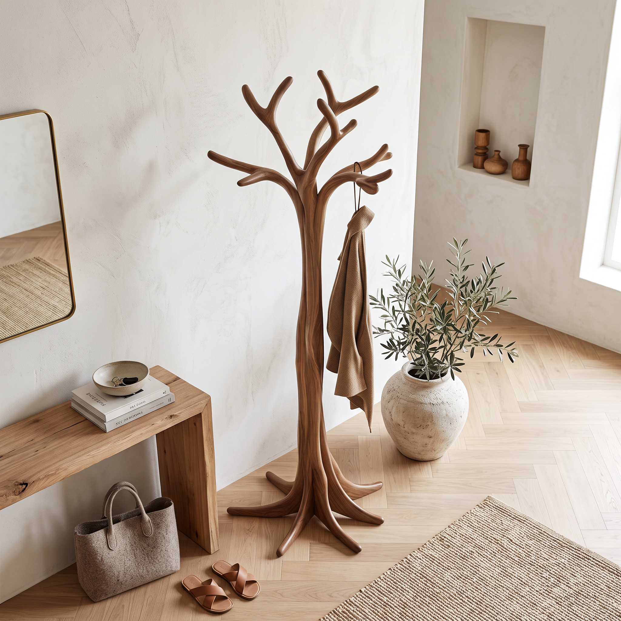 Rustic Tree Coat Rack Christmas Holiday Entryway Decor SINLSATCR076