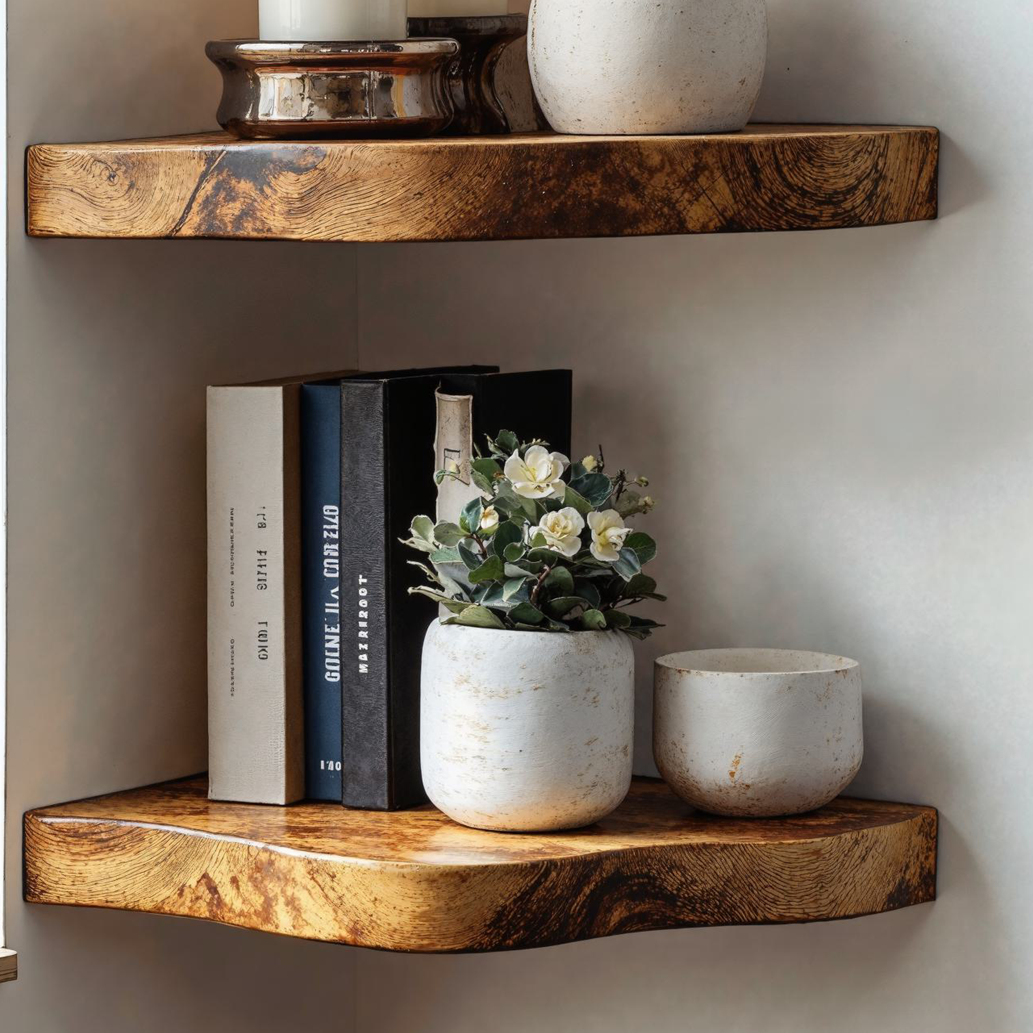 Handcraft Live Edge Corner Shelves Floating Shelves SILDTCN011