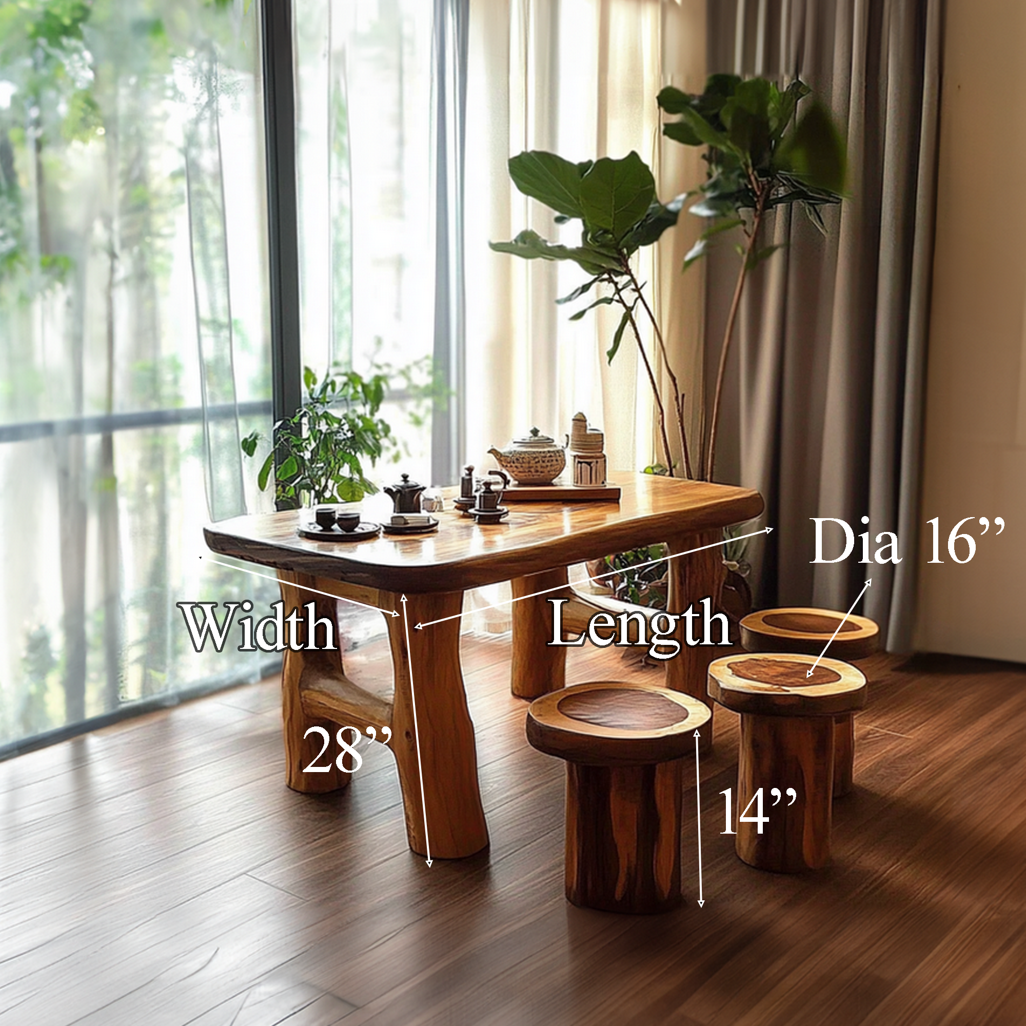 Handmade Table Set Tea Table Set Rustic Decor Living Room Gift SINLDT011