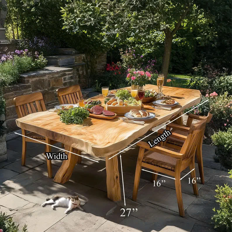 Solid Wood Large Dining Table Set Custom Decor Garden Gift SINLDT010