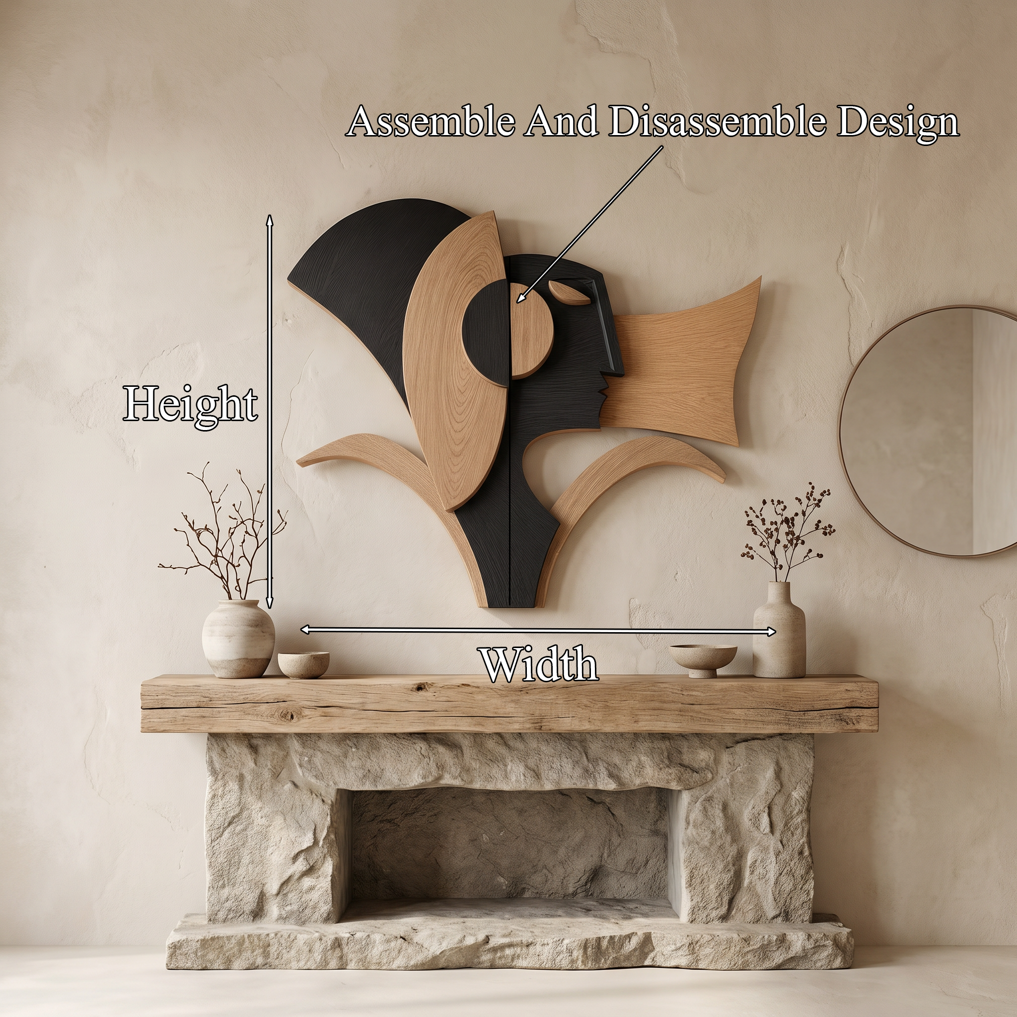 Abstract Geometric Wooden Wall Decor Panel For Living Room And Bedroom SINLHAWD074