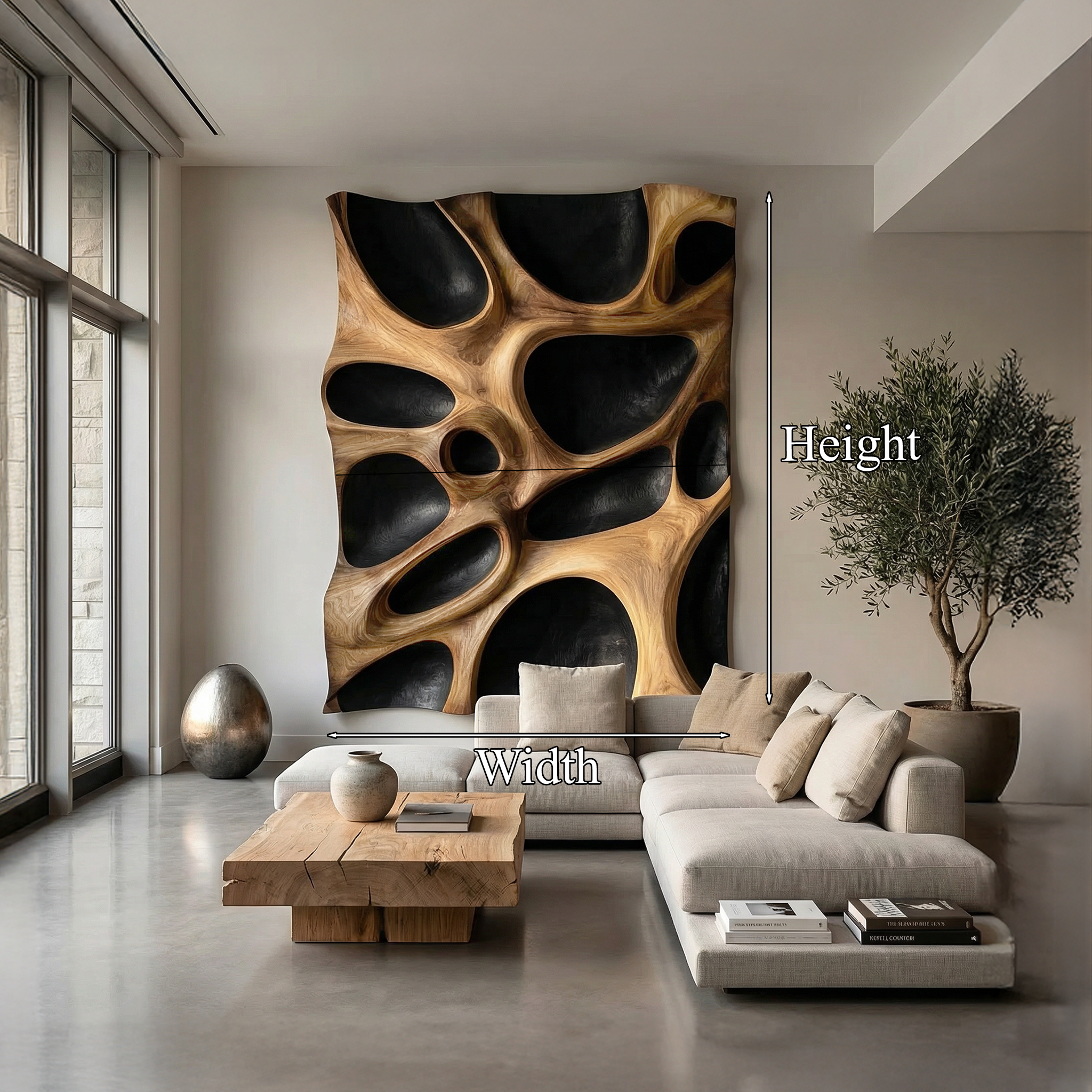 Organic Hollow Wood Wall Decor Panel For Living Room And Bedroom SINLHAWD065