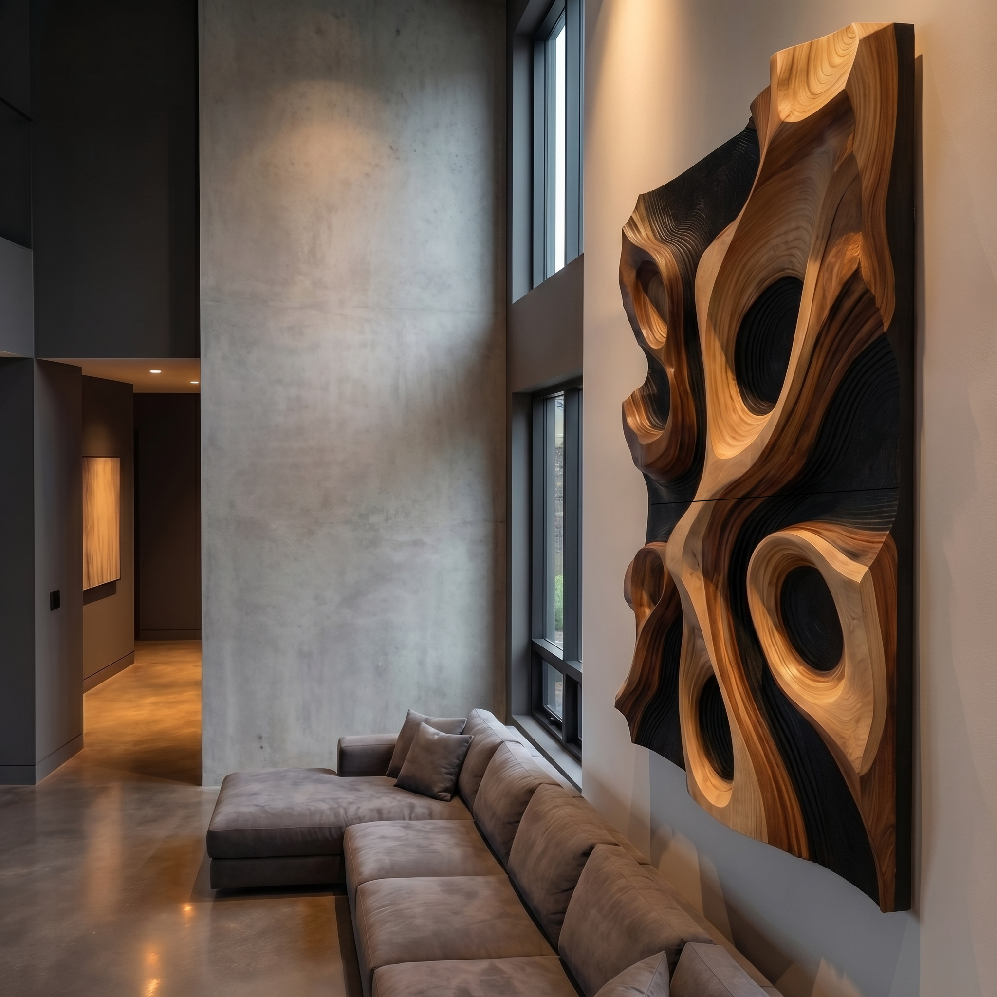 Abstract Organic Hollow Wood Wall Decor Panel For Living Room SINLHAWD067