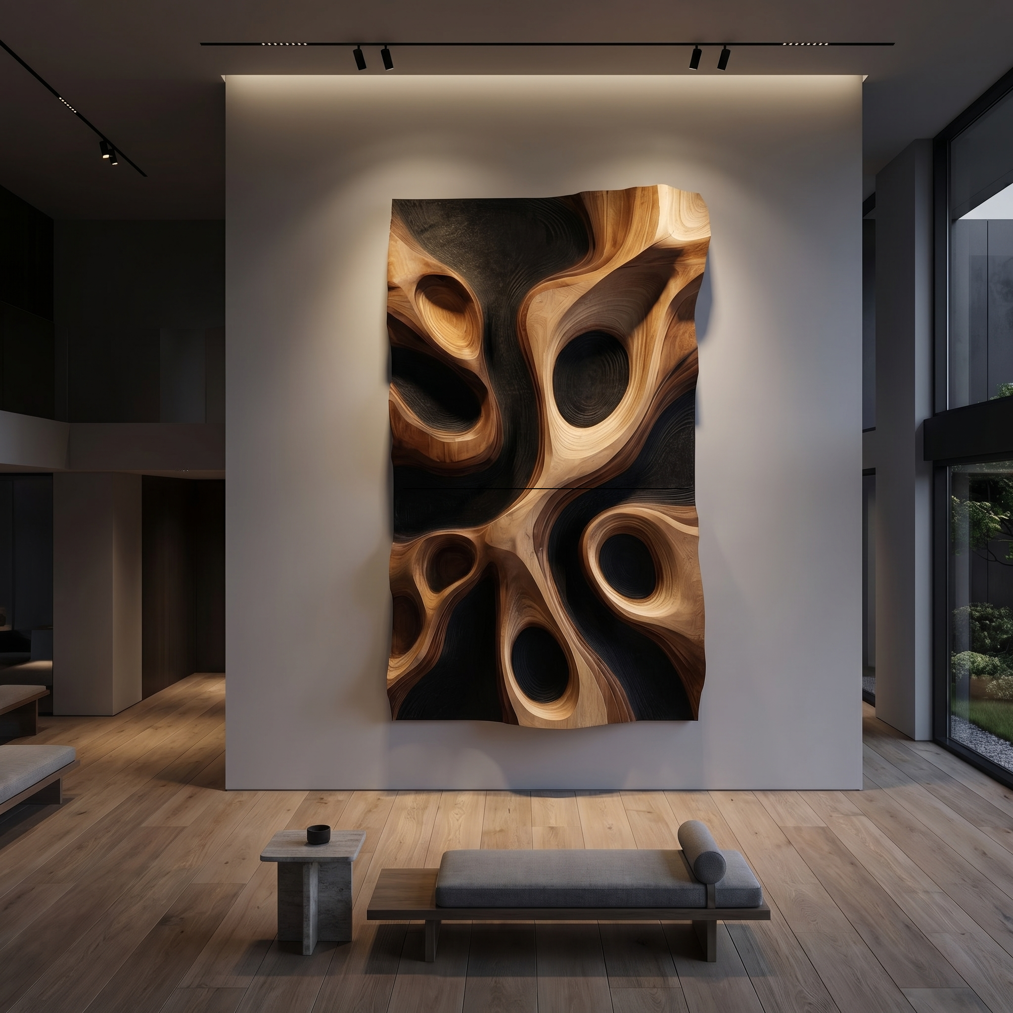 Abstract Organic Hollow Wood Wall Decor Panel For Living Room SINLHAWD067